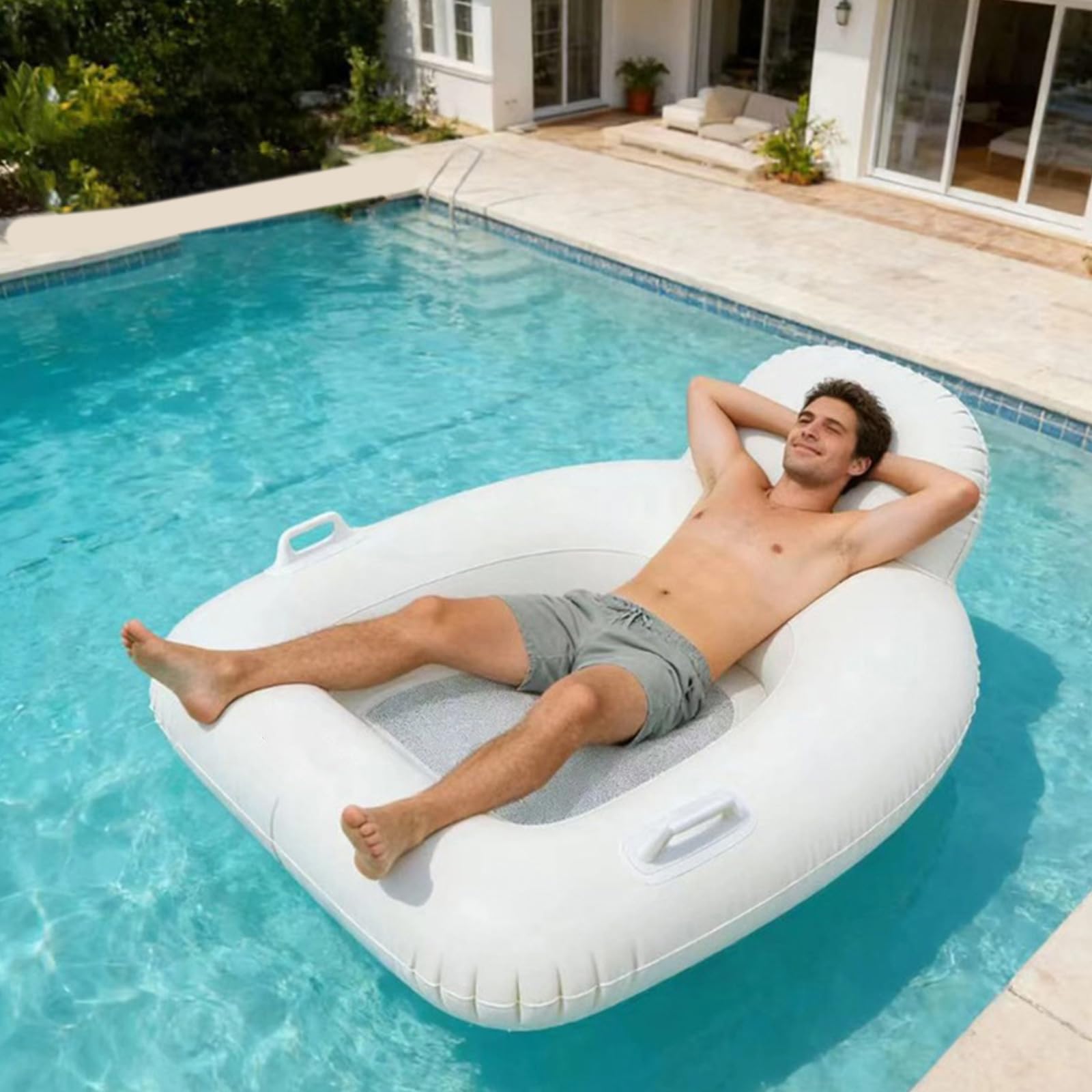 Piscina Galleggiante Acqua Amaca Gonfiabili Letti Lettino Galleggiante per Adulti, Amaca Galleggiante Piscina Sedia Galleggiante Sedia Gonfiabile per Acqua con Materasso Design