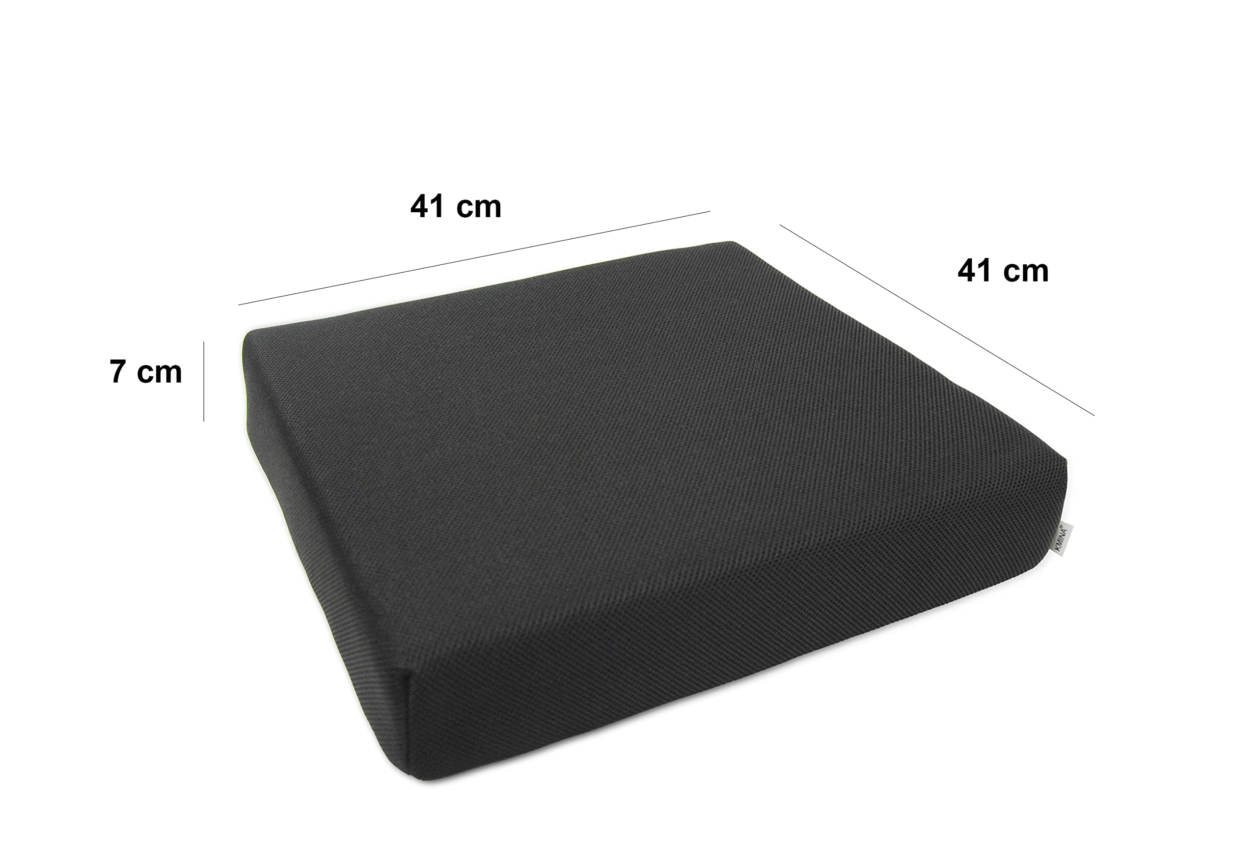 KMINA Cuscino Antidecubito per Sedia a Rotelle (41x41x7 cm), Memory Foam Viscoelastico ad Alta Densità, Fodera Traspirante e Rimovibile - Prodotto in Europa