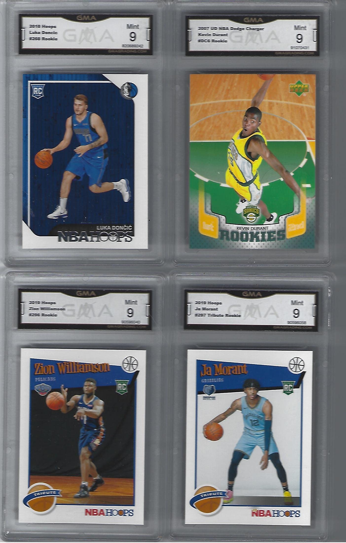 Amazon.com: Luka Doncic Ja Morant Zion Williamson Nba Hoops & Kevin Durant  Upper Deck Rookie 4 Card Rookie Lot Graded Mint 9 : Collectibles & Fine Art