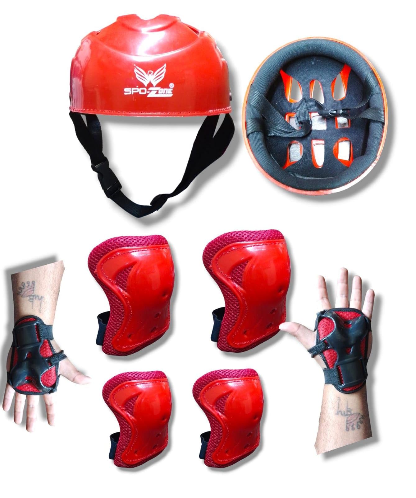Skating, Cycling Protection Kit Set for Helmet Skating, Cycling, Running for Kids,Boys,Girls,Men & Women Skating Guard Combo (RED) (B0CXXZTKZ8) Amazon Price History, Amazon Price Tracker