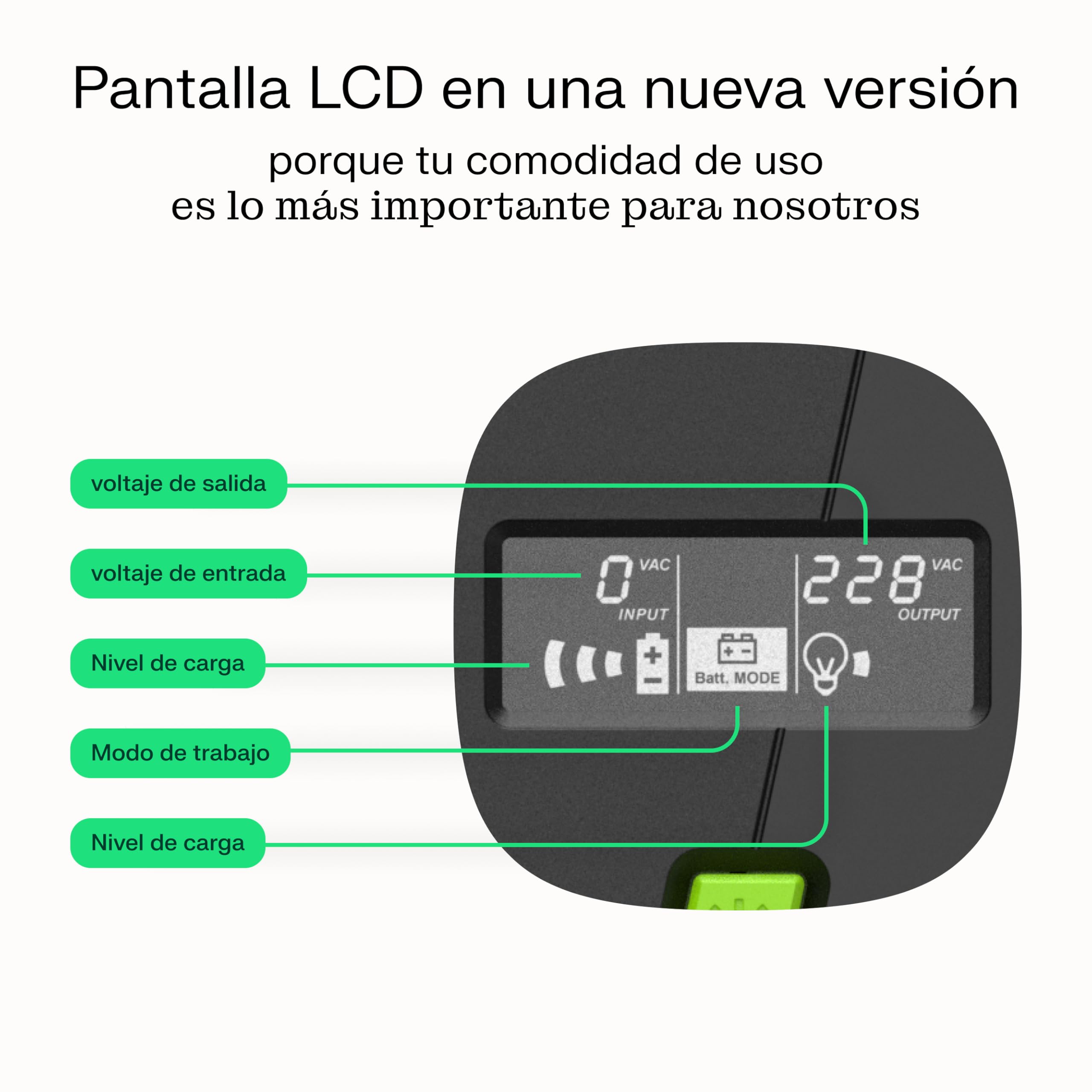 Green Cell UPS 2000 VA 1200 W PowerProof con Pantalla LCD – Onda Sinusoidal Modificada, Regulación de Corriente para Dispositivos, Prevención de Picos de Tensión, Alimentación de Emergencia.