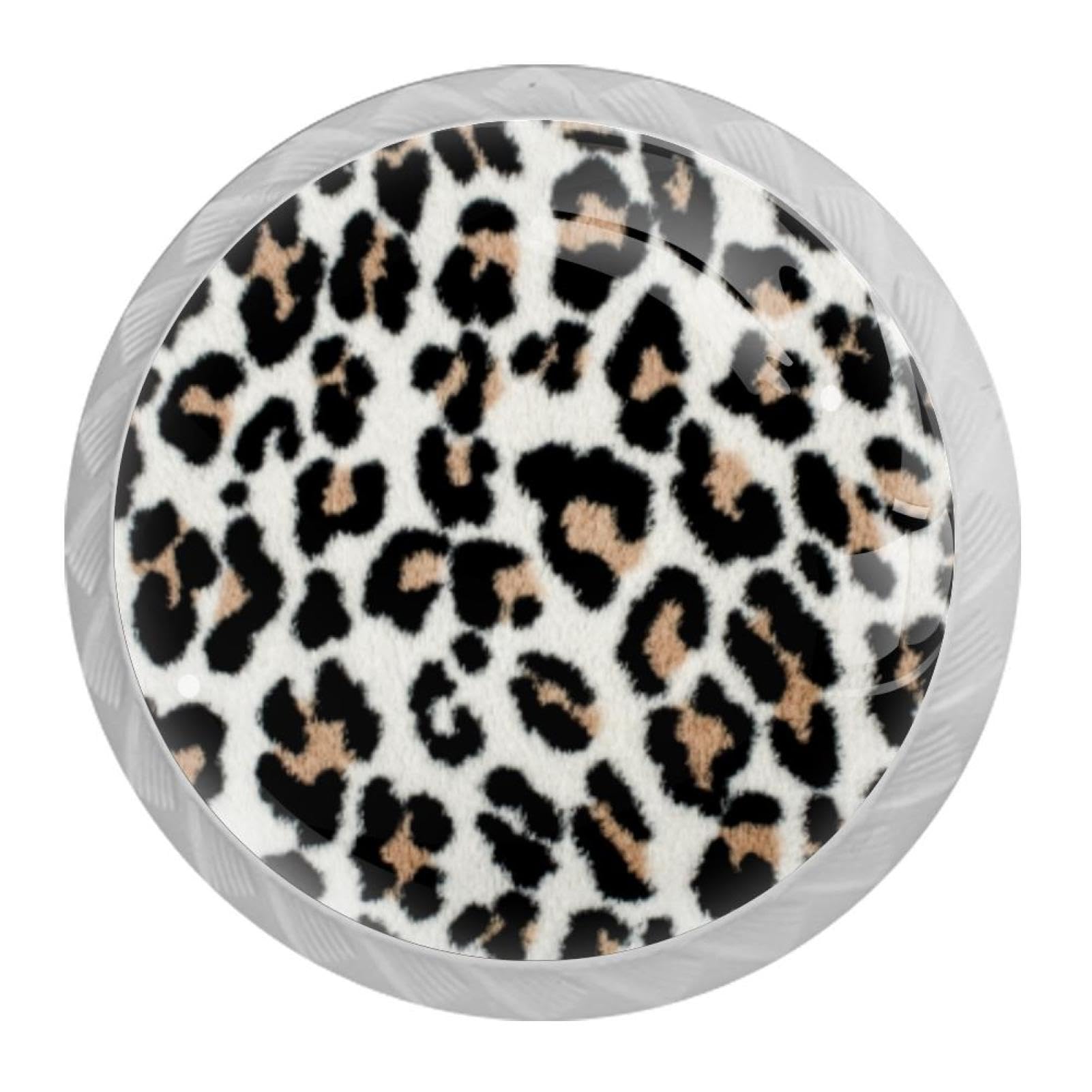 Tqmspg 4 Pieces Drawer Pulls Leopard Texture Door Knobs Dresser Handles for Kitchen Wardrobe Cupboard Hardware Furniture
