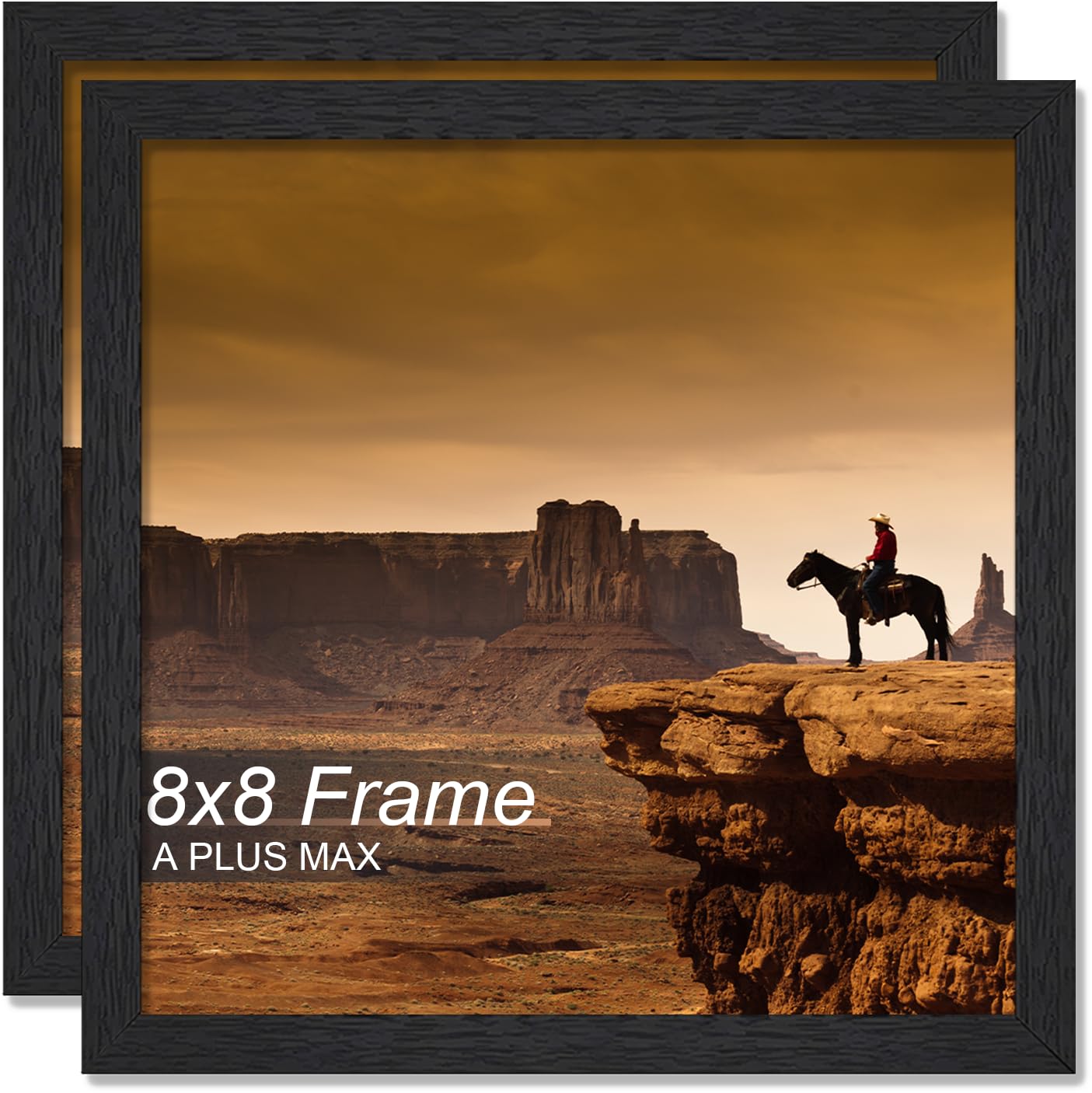 Photo 1 of ** only comes with one **A PLUS MAX 8x8 Picture Frame Set of 2, Black Engineered Wood Frame for 8 x 8 Inch Picture Poster Photo, Light Weight 8 by 8 Frame with Wood-grain for Wall - 2 Pack/Black/8"x8"