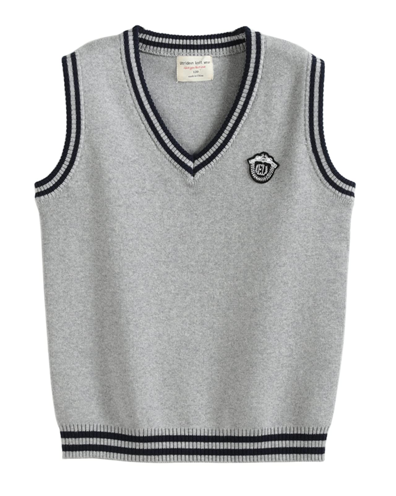 Yimutian Niños Jerséis sin Mangas con Cuello en V, Niñas Chaleco de Punto Suéter sin Mangas Jersey Pullover Uniforme Escolar
