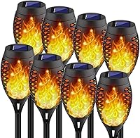 Kurifier 8-Pack Solar Torch Lights Outdoor - Flickering Flame Waterproof Garden Yard Decor