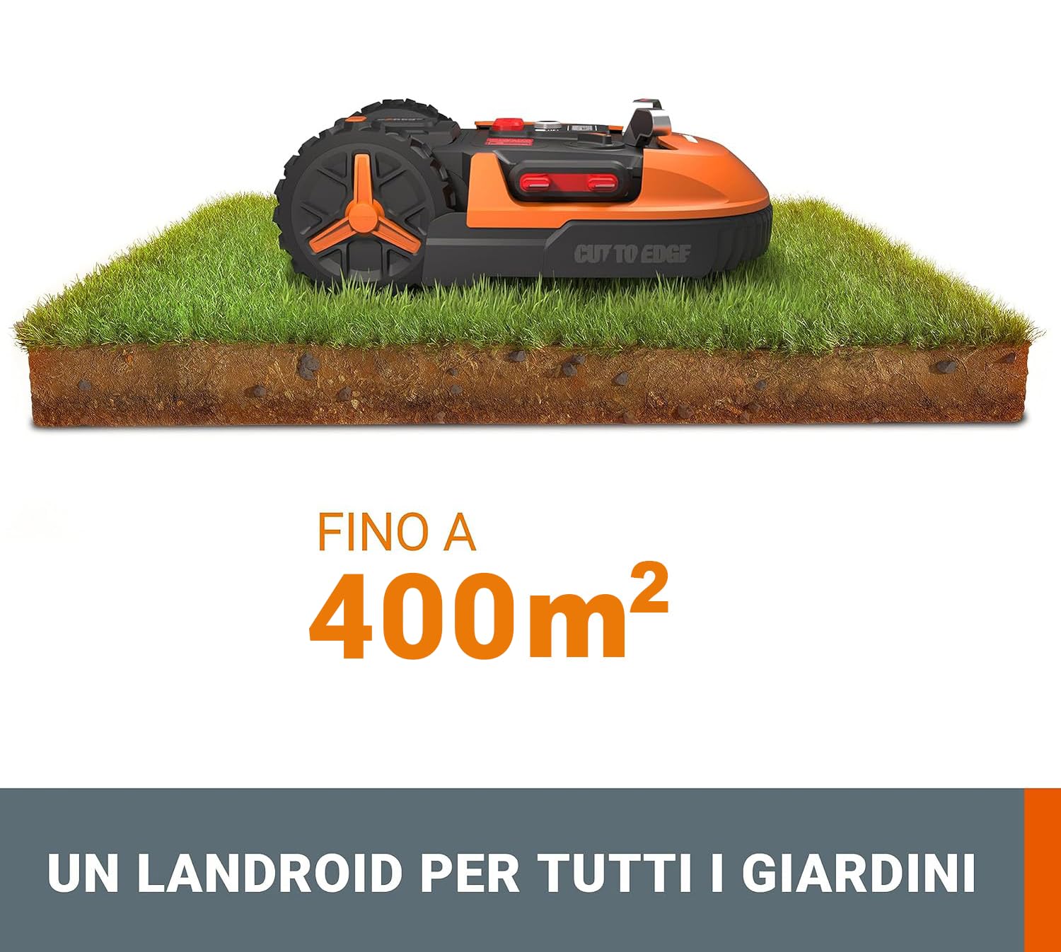 WORX WR184E Landroid S Robot rasaerba per giardini fino a 400 mq, con connessione Wi-Fi e controllo app, programmazione multi-zone, navigazione intelligente AIA