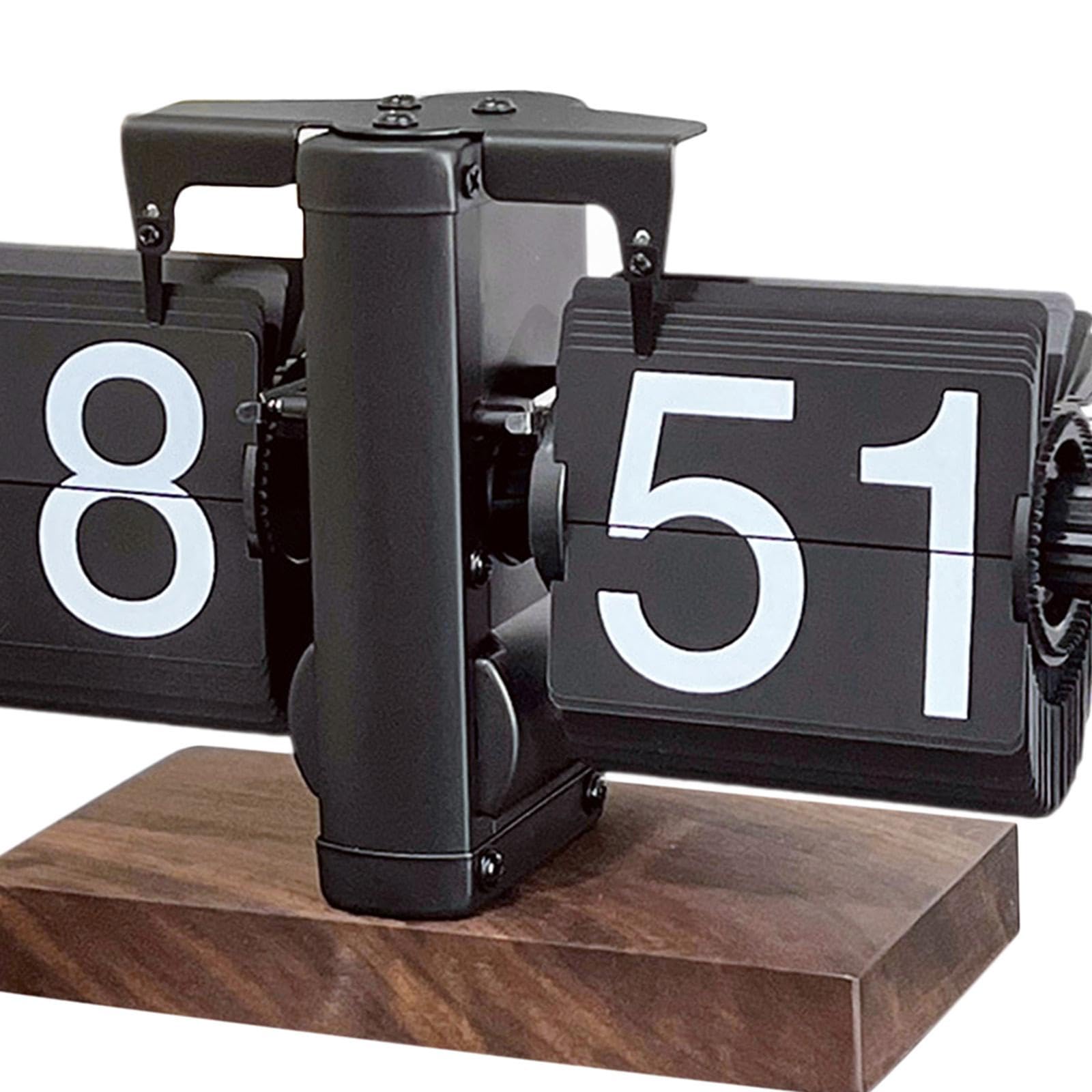 Colcolo Flip-Schreibtischuhr, mechanische Flip-Uhr, Retro-Dekoration, automatische Umblätteruhr, Tischuhr für Schlafzimmer, Desktop, Schwarz 24h
