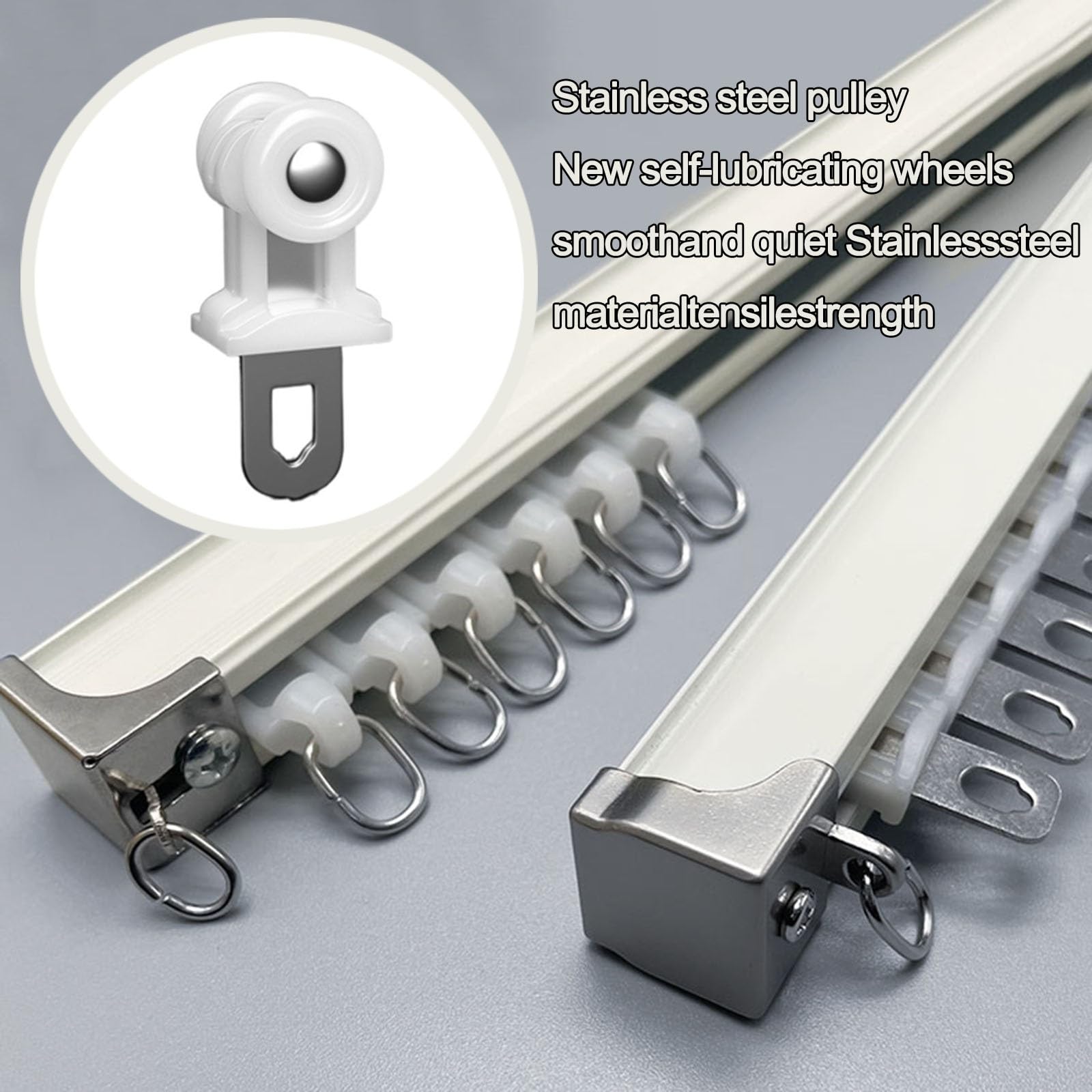Aluminium gordijnrailsysteem, 1 m -6 m zware gordijnroede, plafondrail, voor gordijnen kamerverdeler, RV douche erkerramen, plafond/muurbevestiging (kleur: ivoor wit-c, maat: 200 cm/6,6 ft