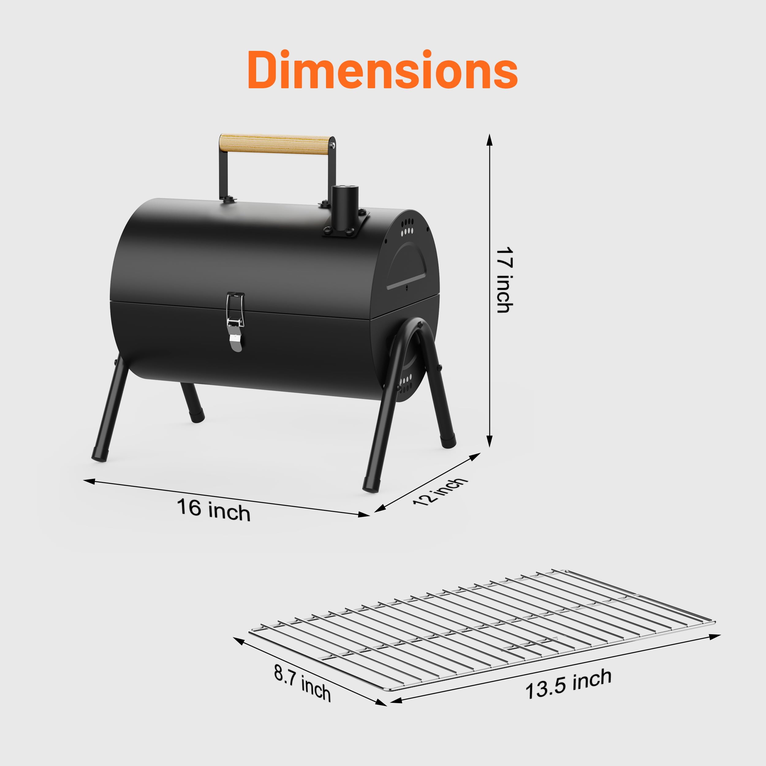 Barbecue portatile a carbonella – Piccolo barbecue da campeggio con griglia 2 in 1, griglia regolabile, compatta e leggera, per barbecue all'aperto, campeggio, picnic, cortile, spiaggia
