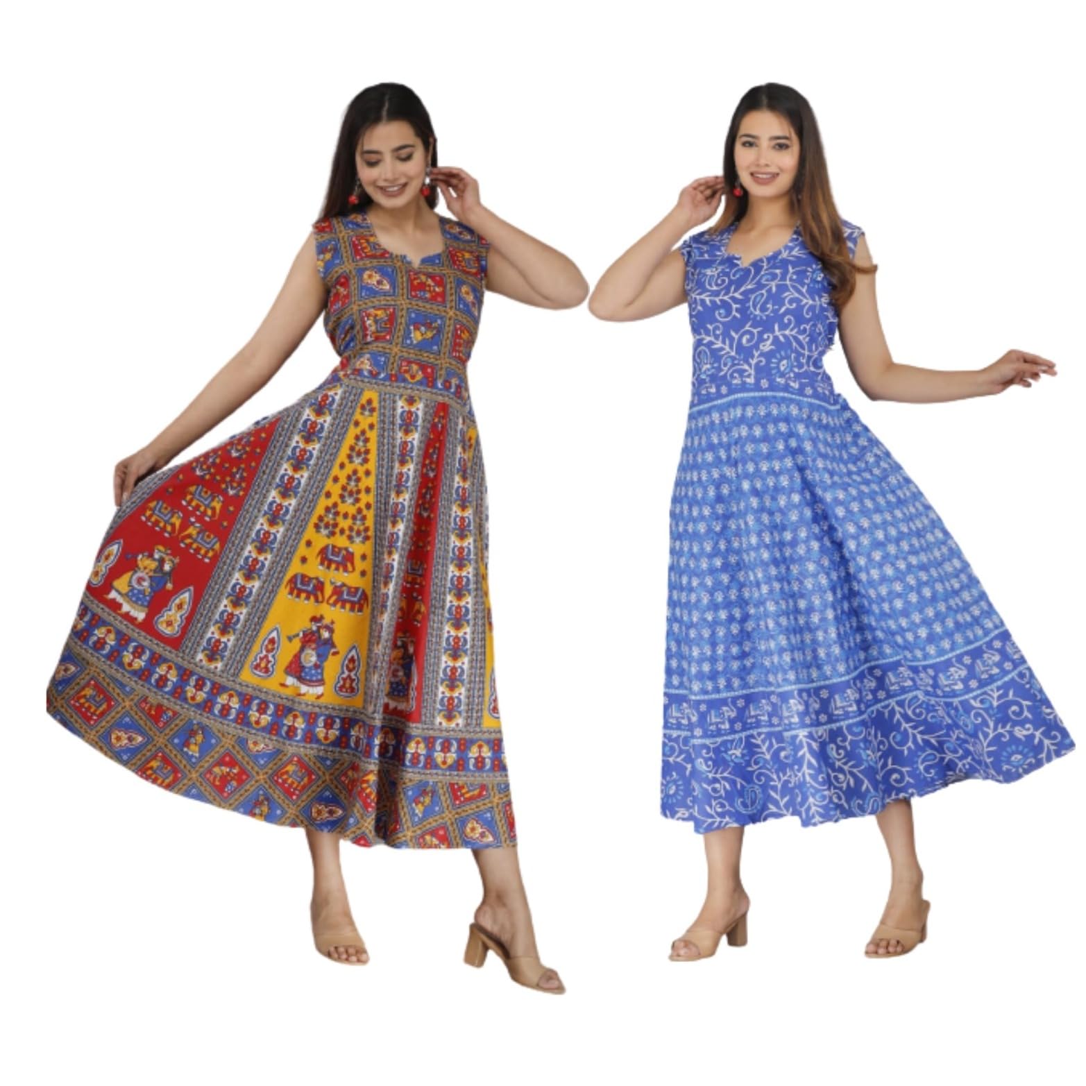 Arihant Collection Women's Maxi Dress Jaipuri Print Kurti_Arihant_46_M_B-picture-31