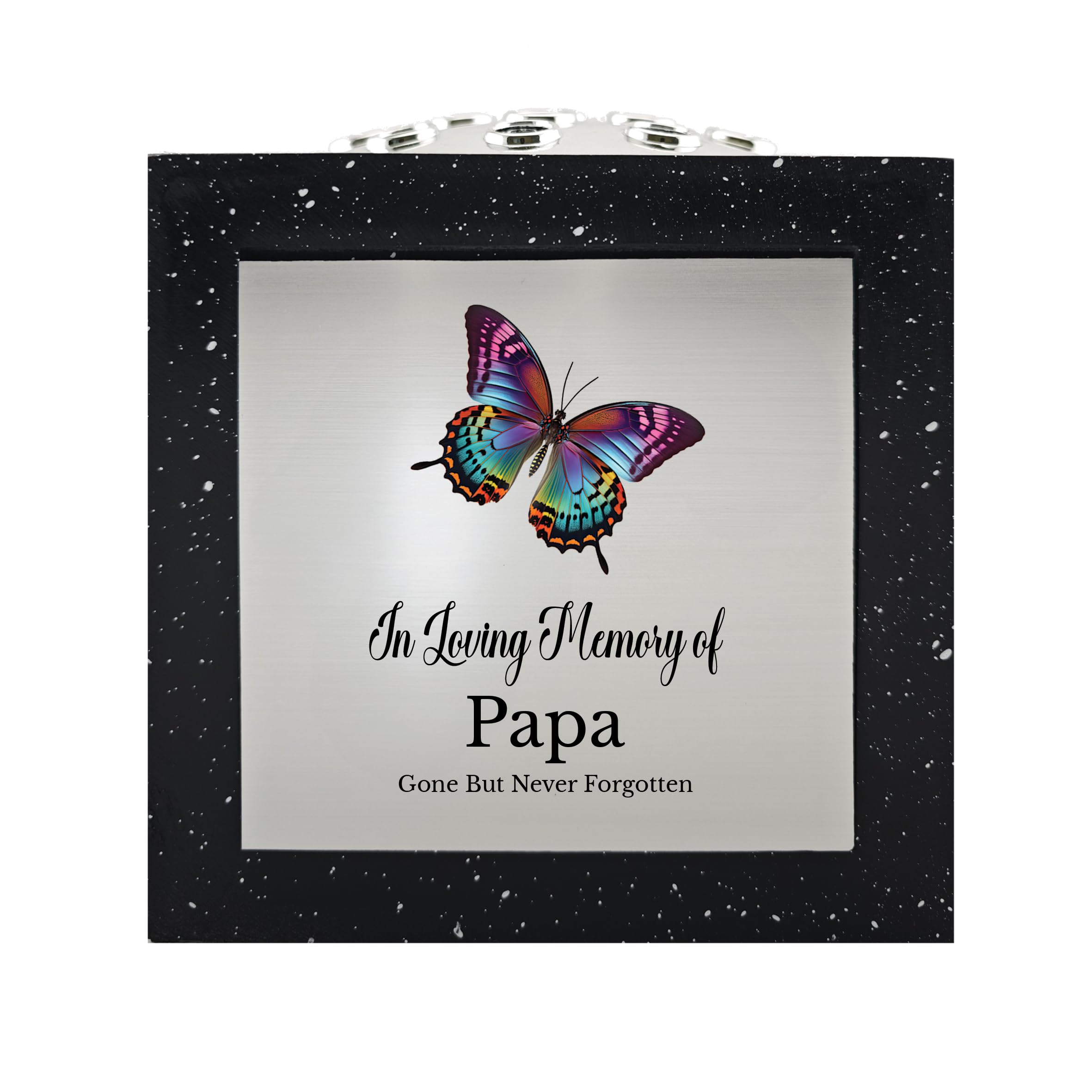 1Stclassgifts Black In Loving Memory Of Memorial Rose Bowl Grave Marker Flower Pot Vase With Butterfly Design Mum Daddy & Lots More /Silver (Uv Printed) (Papa)