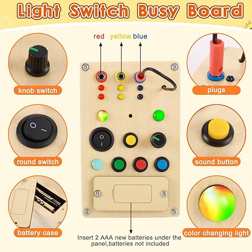 Miniatura 2 de Montessori - Juguetes sensoriales de madera para niños pequeños de 1 a 3 años con botones de luz LED juguetes educativos para bebés regalos para
