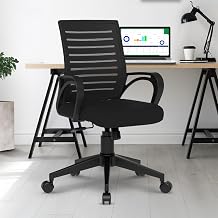 Da URBAN® Tulip Mid-Back Revolving Mesh Ergonomic Chair for Home & Office with Tilt Lock Mechanism, Armrest & High Comfort Seating (Black)