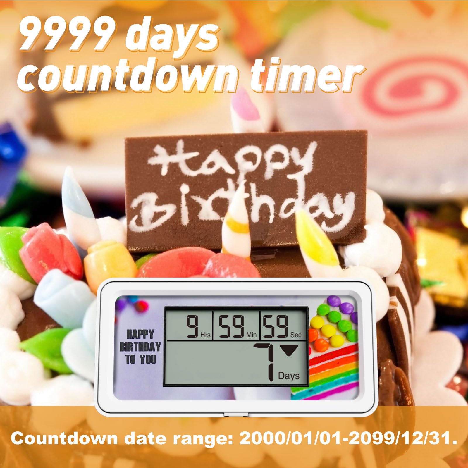 YOOREAL 9999 Days Digital Countdown Days Timer Count Down with 10 Paper Cards Backlight Buzzer Alarm for Retirement Vacation Wedding Christmas New Baby Classroom Lab Kitchen Cooking (10-White)