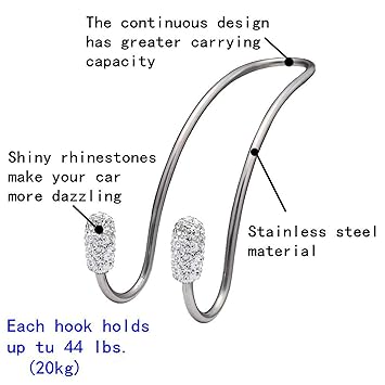 VMS INDIA 2Pcs Car Head Rest Hanger Hooks Grocery Purse Bags Organizer White