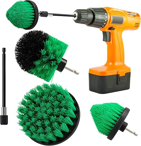 Juego de 4 piezas de 24 cepillos de taladro, amarilloazulnegrorojorosaverdeblanco, con accesorio de extensión de 14 pulgadas, cepillo de taladro