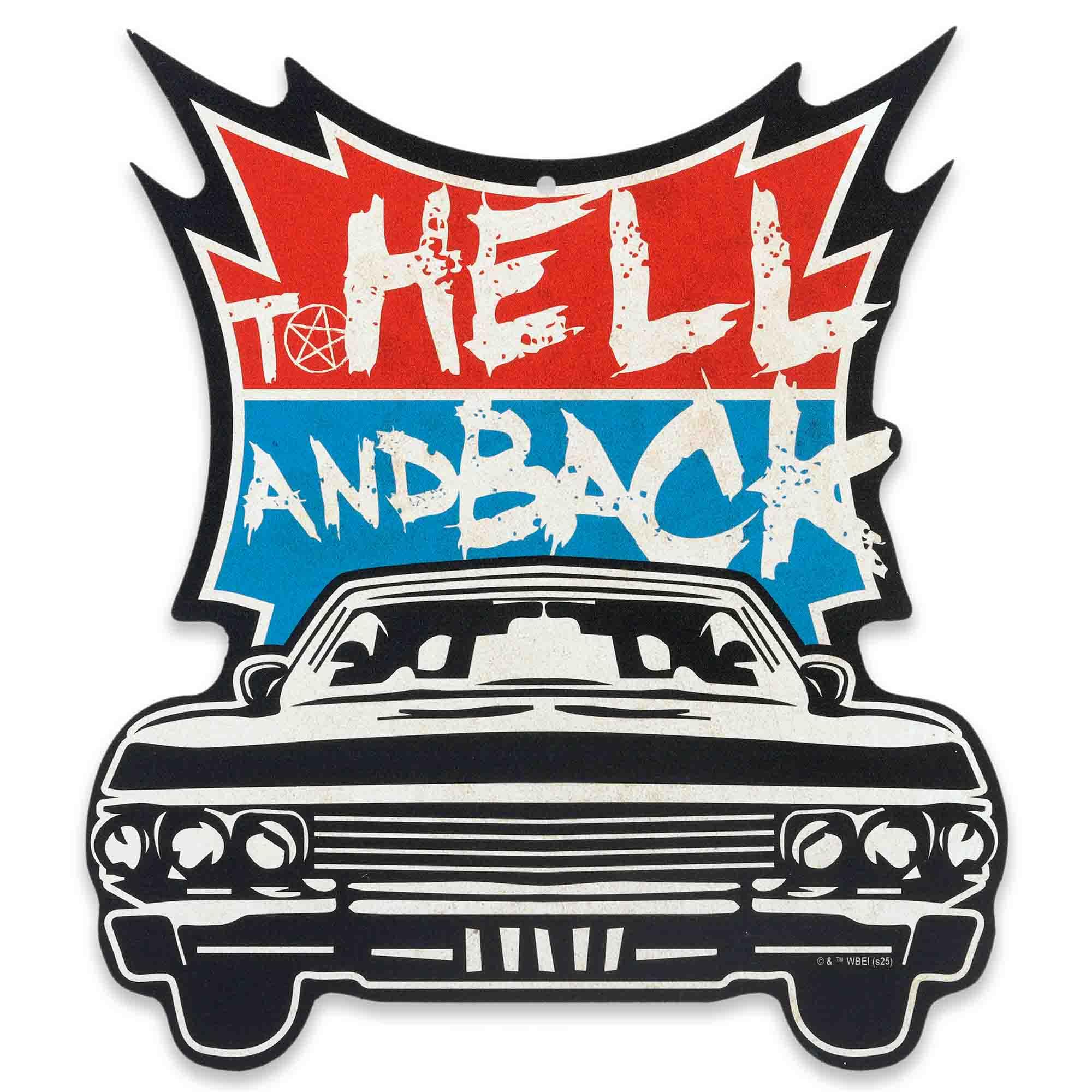 Supernatural To Hell and Back Muscle Car Metal Wall Decor - Bold Supernatural Sign for Man Cave or Movie Room