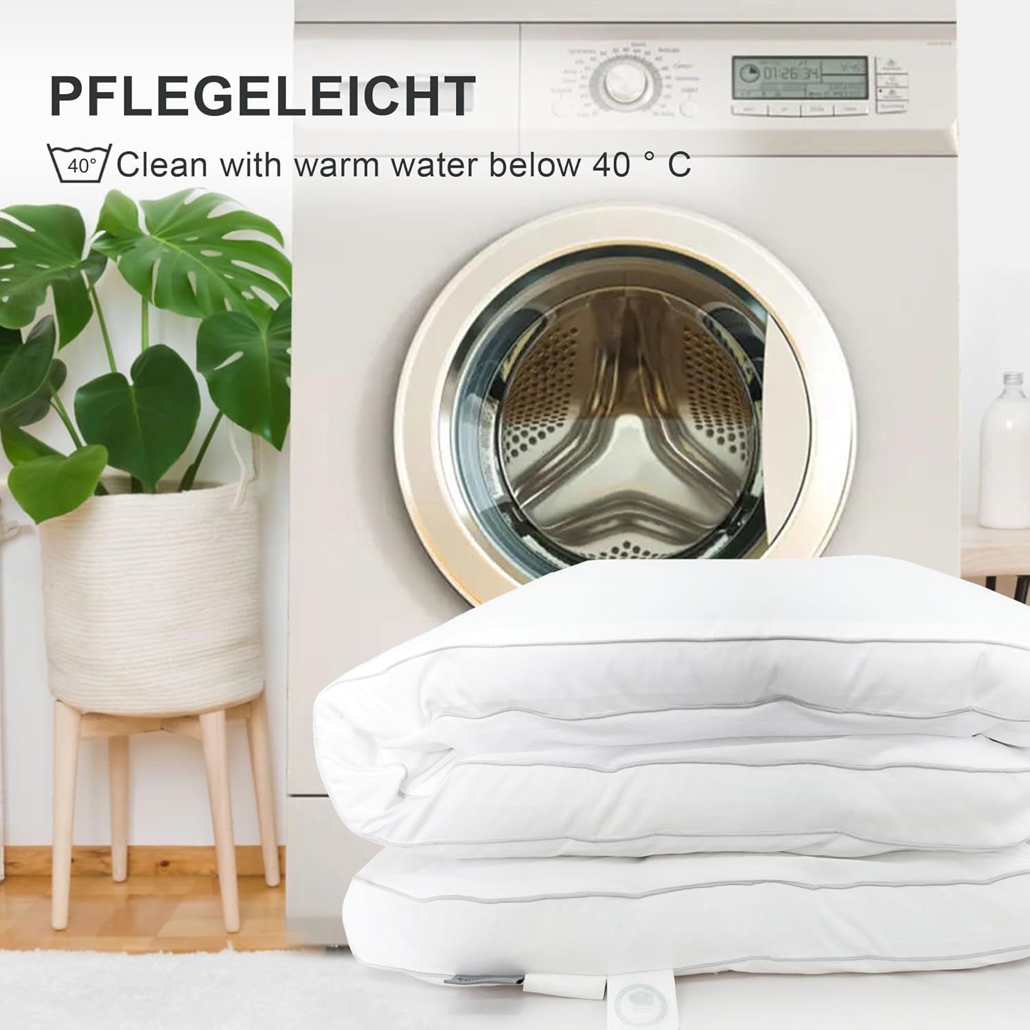 1100GSM Mattress Pad Pillow Top Mattress Cover Mattress Protector Cotton Top Deep Pocket Fitted Cover Soft Supportive (White, Queen)