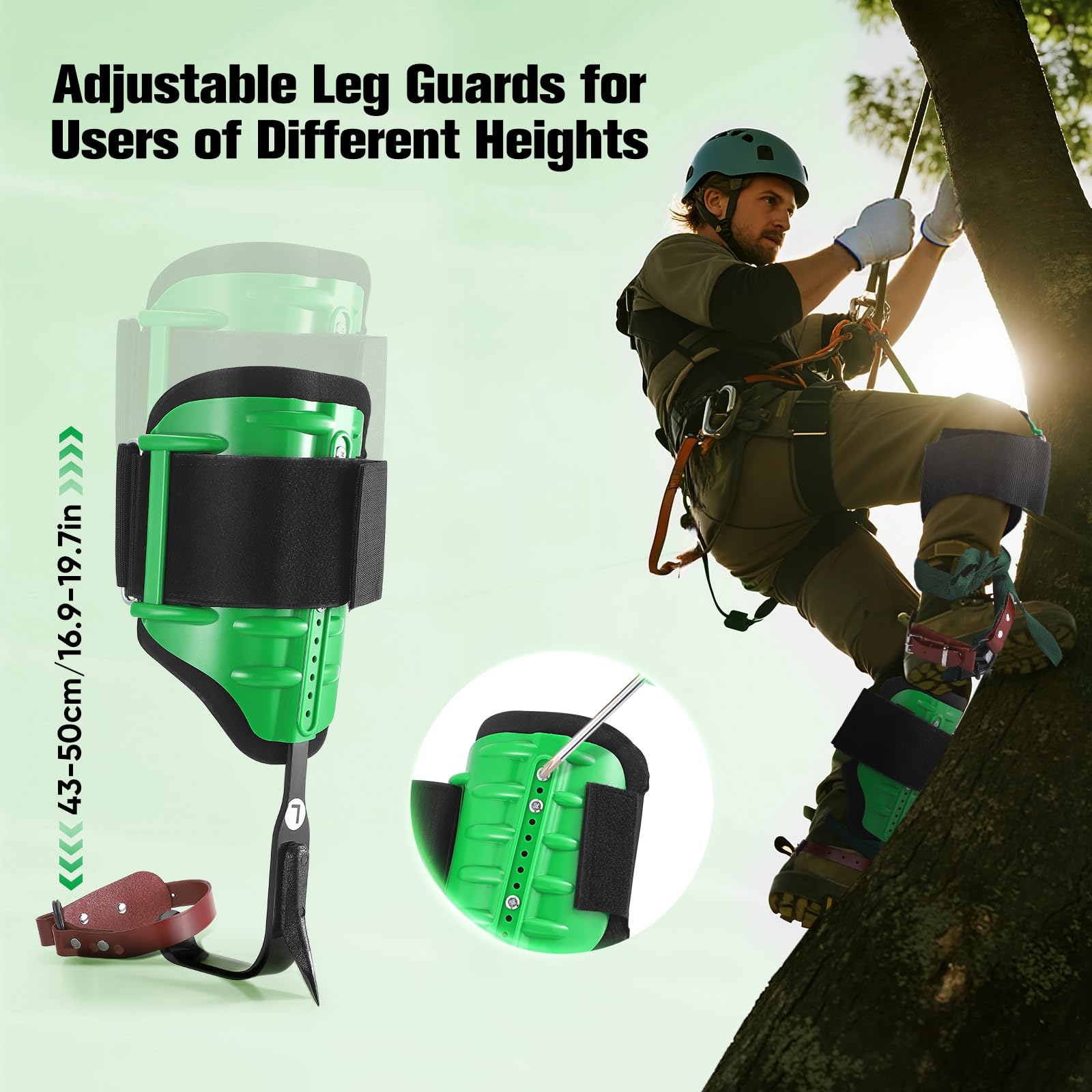 Strumento di arrampicata albero, Ramponi Tree Climber Set Altezza Polpaccio Regolabile, Semplice da Usare per Raccogliere Frutta,elettricista di raccolta all'aperto speciale