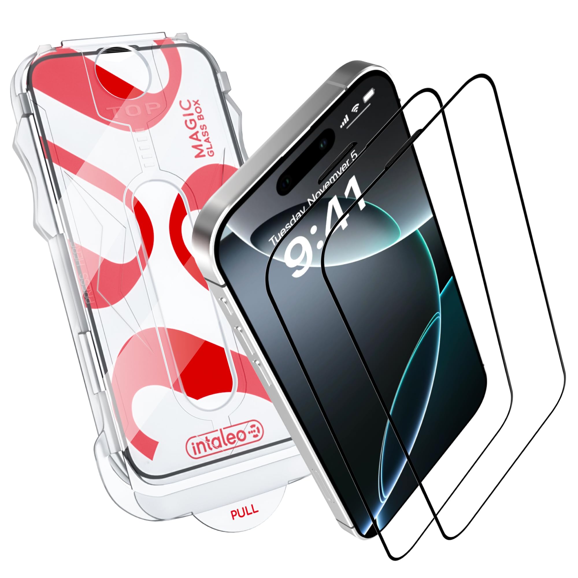 Intaleo Screen Protector for iPhone 16 Pro Max – MagicBox Tempered Glass Screen Protector iPhone 16 Pro Max (2 Pcs) Edge-to-Edge Protection with 2