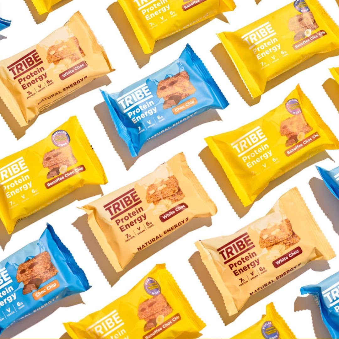 TRIBE Protein Energy Flapjack - Bestsellers Variety 12-Pack - Great-Tasting Natural Energy - Plant Based, Vegan Snack & Gluten Free (50g x 12 Bars)