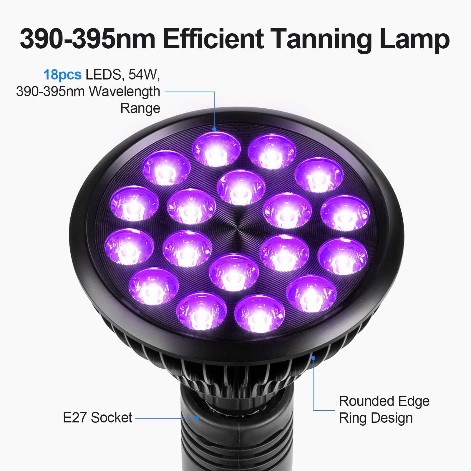 Tecey Lampada Abbronzante Viso Casa: 54w 395nm Lampada Abbronzante Corpo e Viso con Treppiede Telescopico Regolabile in Altezza Lampade Abbronzanti