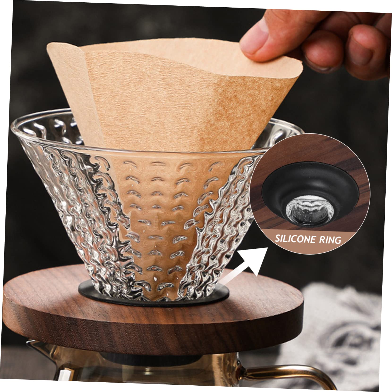 CIYODO Glass Coffee Filter Silicone Ring Heat Insulation Manual Brewing Thickened Cup Easy Cleaning
