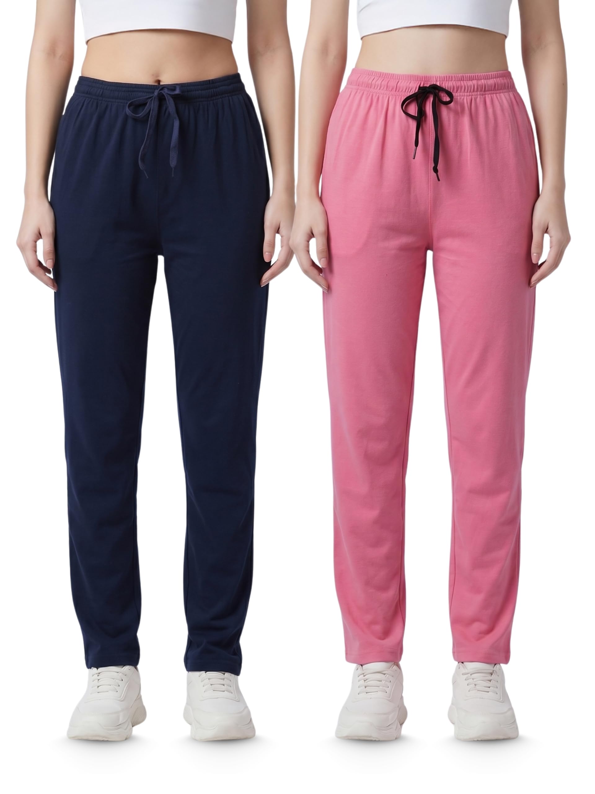 Cotton Solid Track Pant/Lounge Wear/Pocket Payjama �100% Export Quality Soft Cotton Night Wear/Pocket Pyjama for Women Combo Pack, Black & Blue Pyjama-image-20
