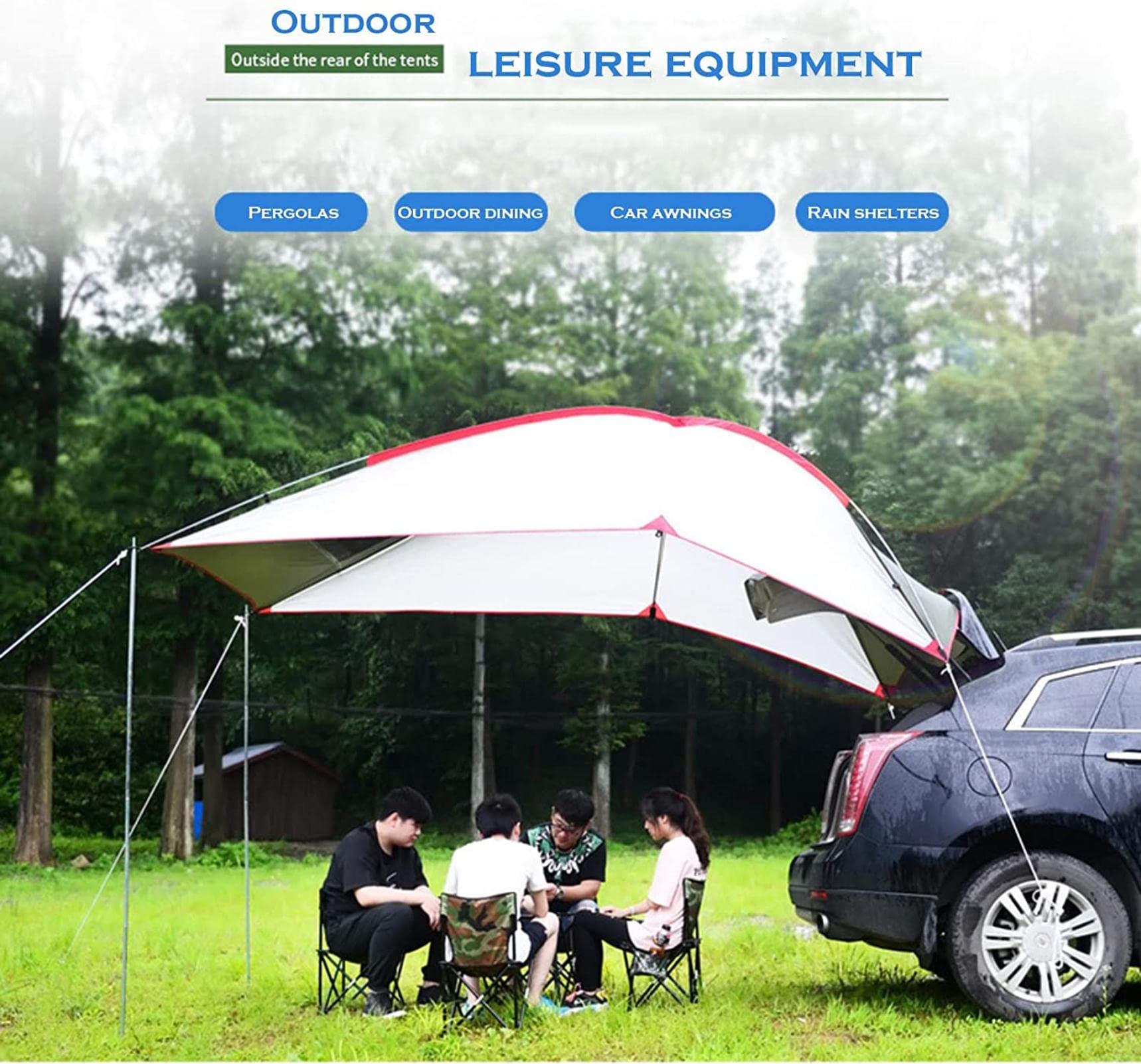 FAXIOAWA Tenda da Campeggio Portatile per Auto, Tenda da Auto Multifunzionale, Barbecue di Guida, pergola Antipioggia e Parasole per più Persone, tettoia per Tenda da Spiaggia