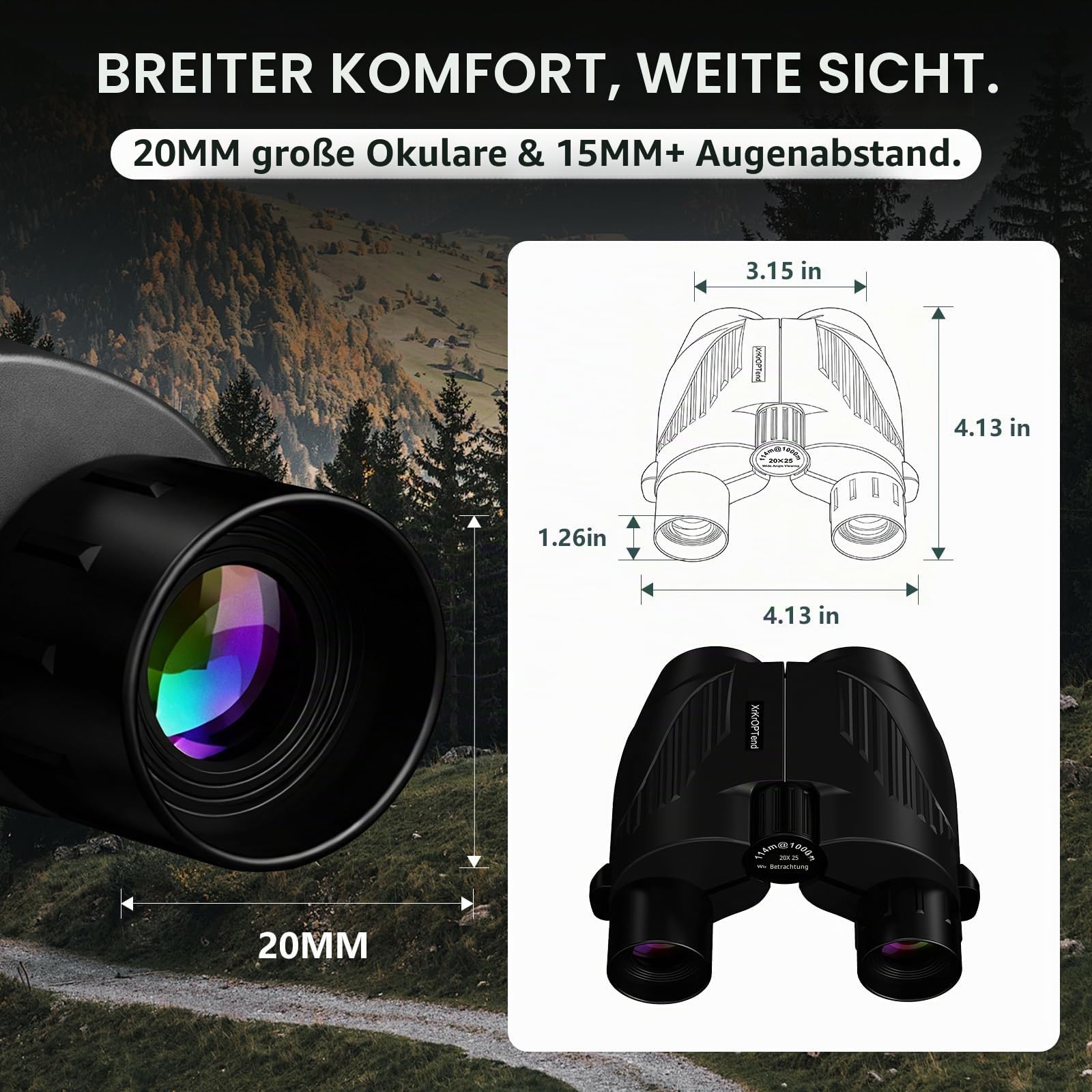 Fernglas 20x25 für Erwachsene & Kinder 8-12 | Mini Kompakt Fernglas Klein | BAK4 FMC Optik, Wasserdicht für Brillenträger | Ideal für Vogelbeobachtung, Reise, Konzert