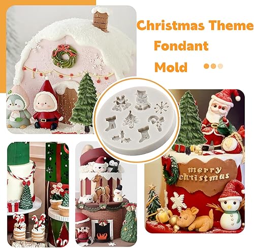 Miniatura 4 de Moldes de silicona de Navidad, moldes de copo de nieve, mini fondant de Navidad, moldes para pastel de chocolate, dulces, árbol de Navidad, ciervo,
