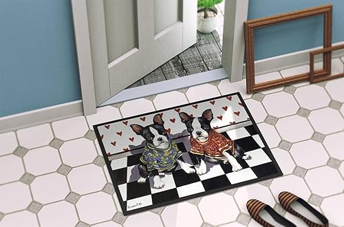 Miniatura 4 de Caroline's Treasures PPP3249MAT Boston Terrier Puppy Love Felpudo de 18 x 27 pulgadas, tapete para puerta delantera, interior y exterior, para