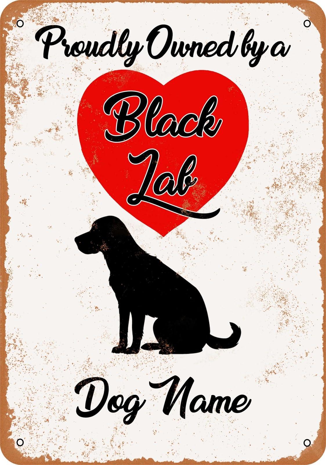 Miaomansenstore Metal Sign - Custom Dog Name - Black Lab Retriever - Vintage Look Home Decor
