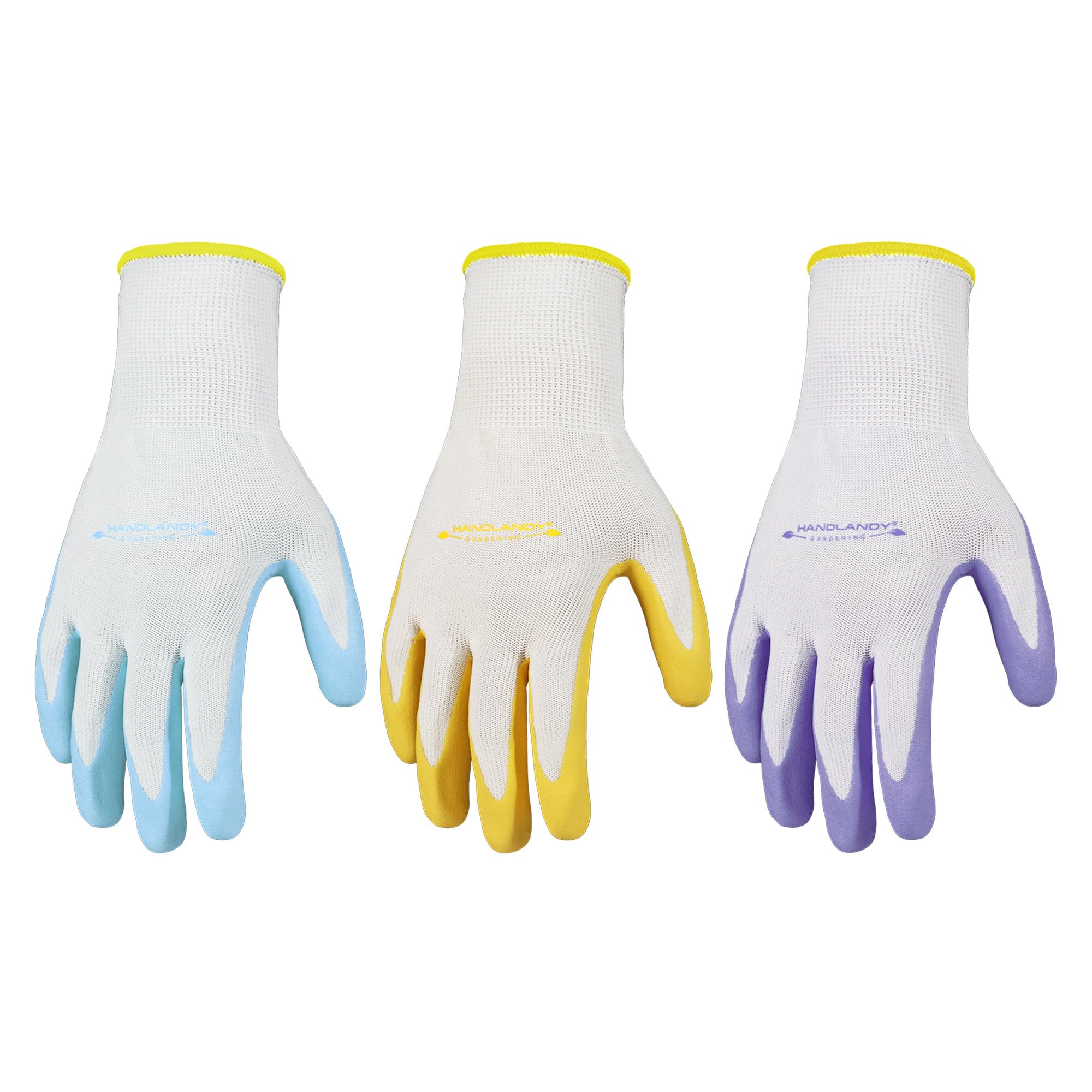 HANDLANDY Womens Gardening Gloves, 3 Pairs Breathable Nitrile Coated Yard Work Gloves, Best Gift for Ladies Gardener