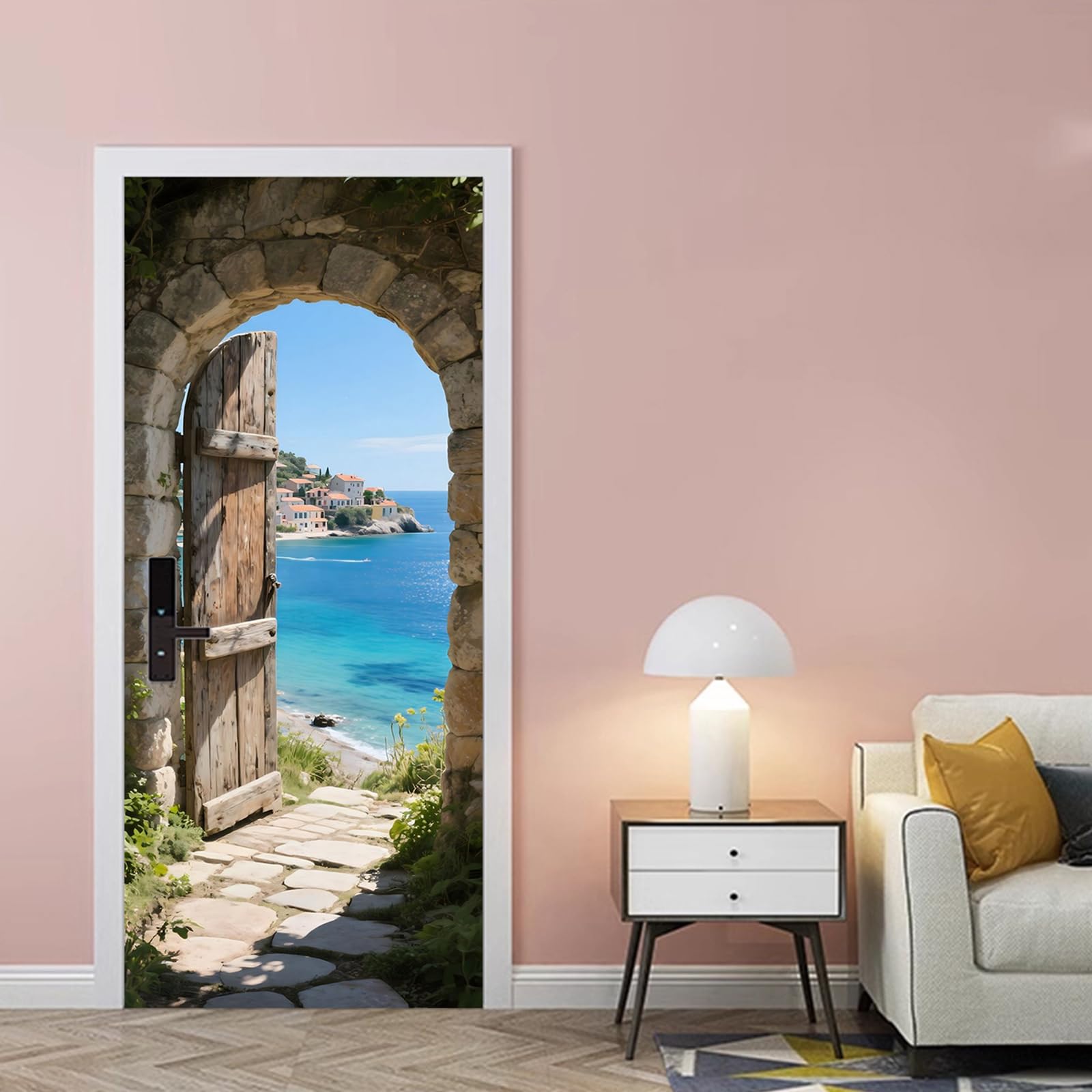 3D Vinilos Puertas Interiores Dormitorio Sala Y Entrada Vinilo Para Puertas (200cm*38.5cm2pcs Estilo Elegante)