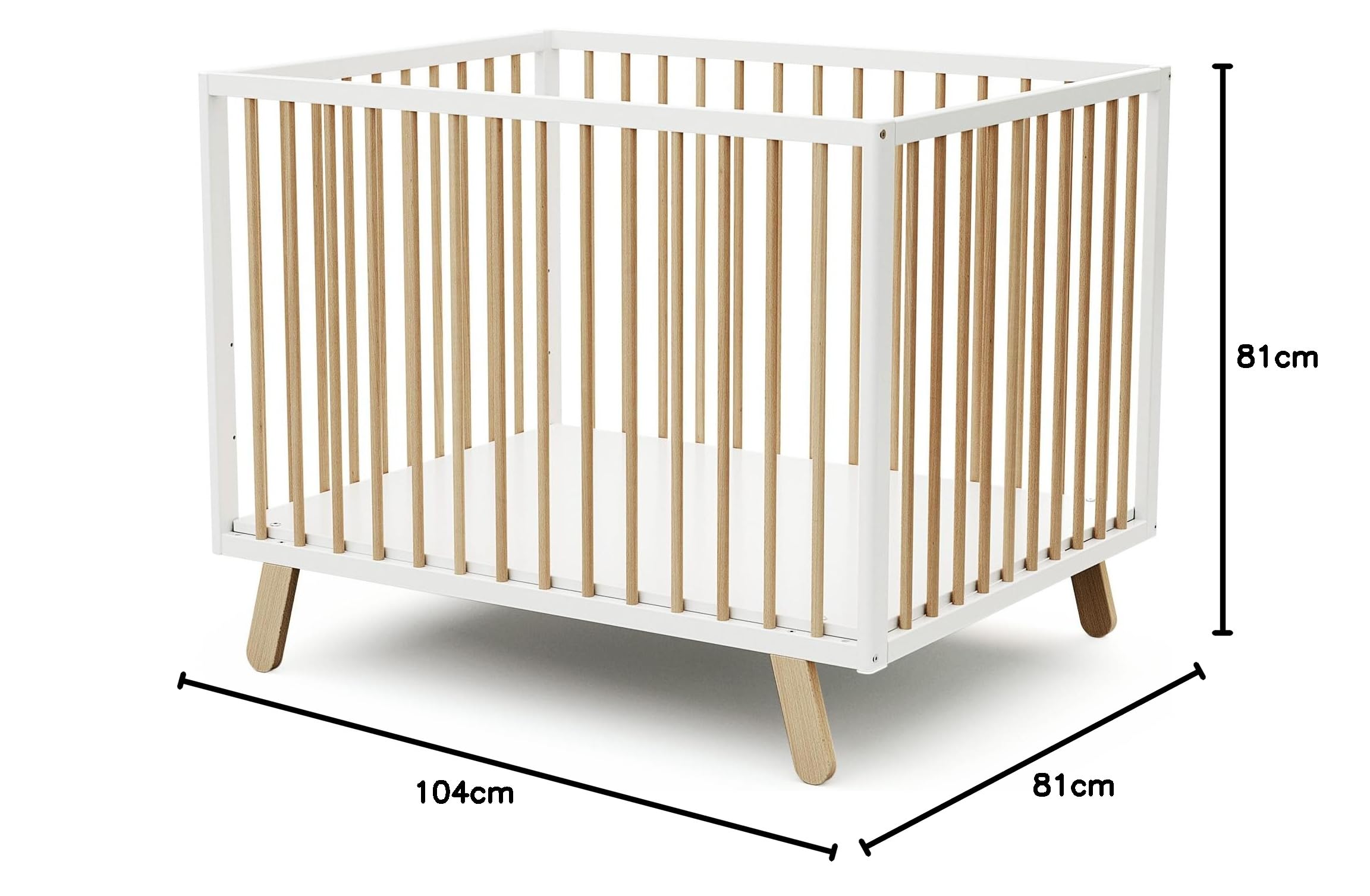 AT4 - Parc bébé Pirate en bois Blanc et Hêtre 80 x 100 cm | Fond réglable 3 hauteurs | Pour enfant jusqu'à 24 mois