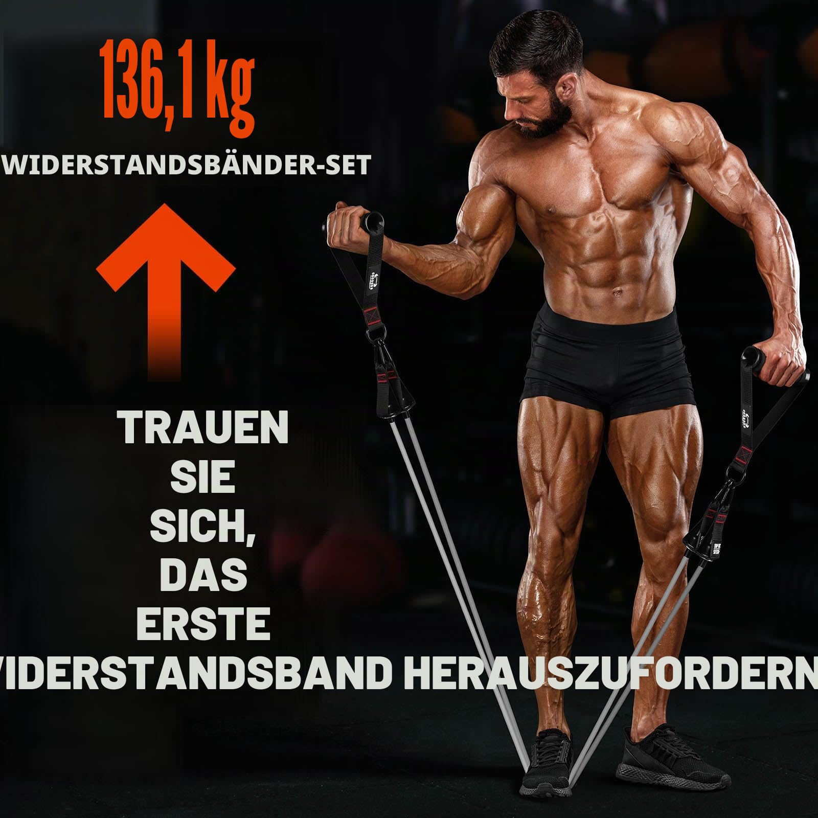 Schwere Widerstandsbänder für das Training, 136 kg Übungsbänder mit Griffen, Workout-Bänder für Männer, Gewicht-Fitnessbänder-Set für Muskeltraining, Kraft, schlank, Yoga, Heim-Fitnessgeräte