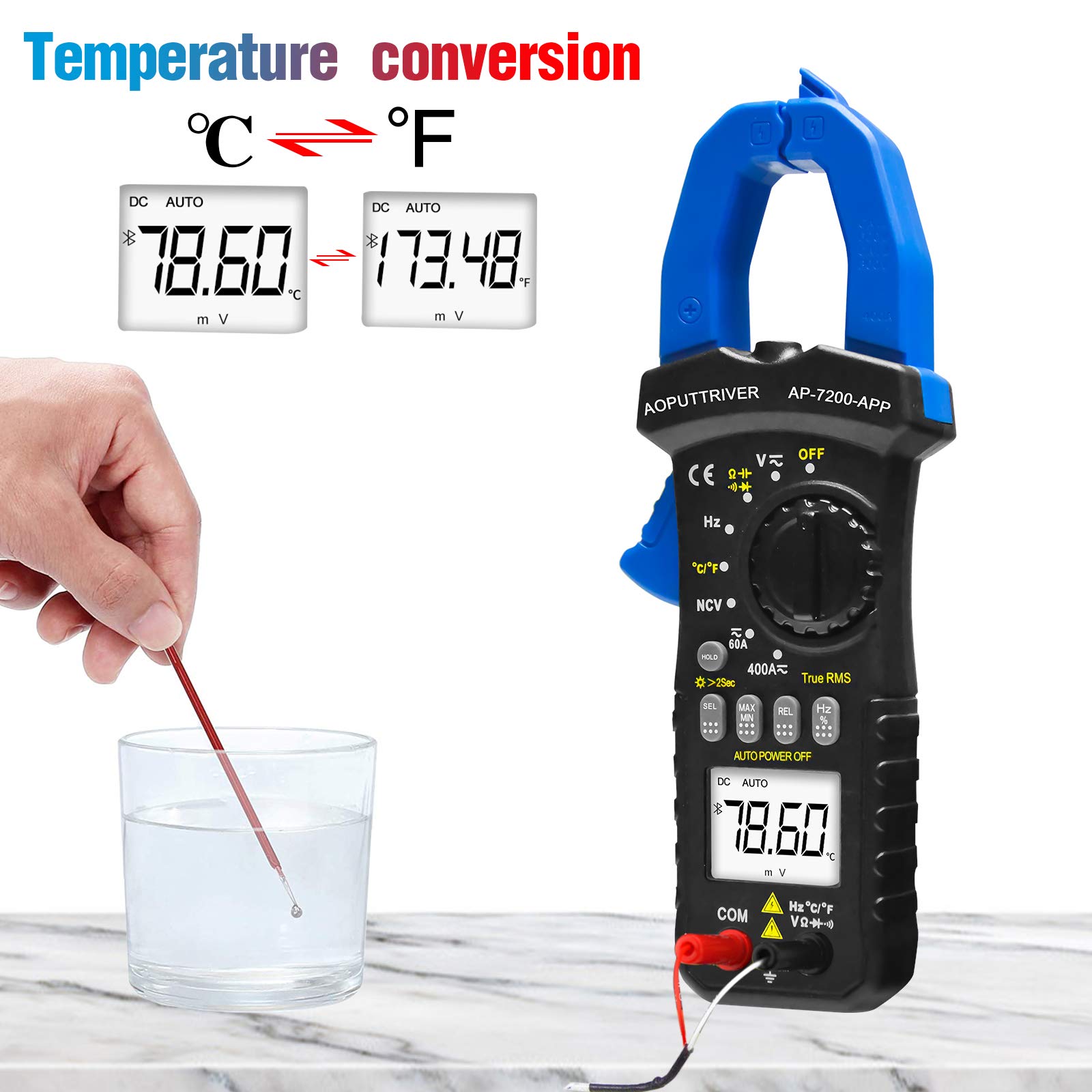 Bluetooth Clamp Meter AC DC AMP Meter AP7200APP Autoranging 6000