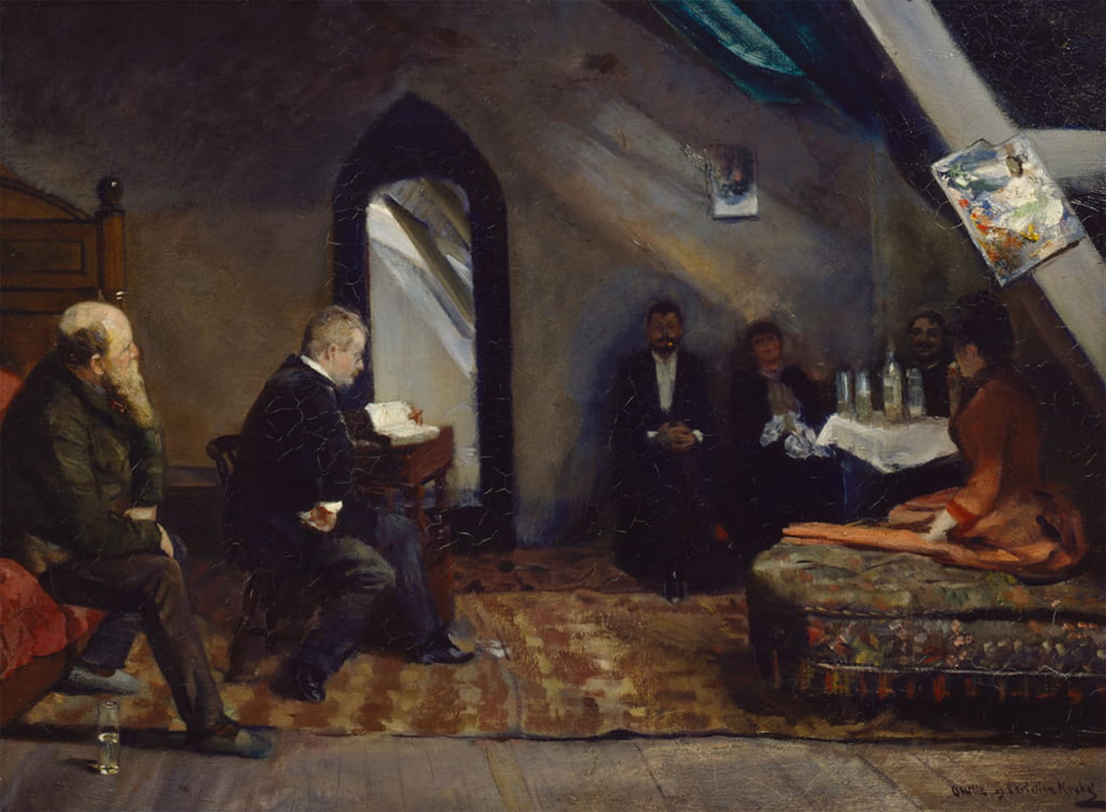 POSTERIIk Famous Animal Posters Vintage Picture Reading in the Studio by Christian Krohg Modern Wall Decor for Home Decor 60x90cm