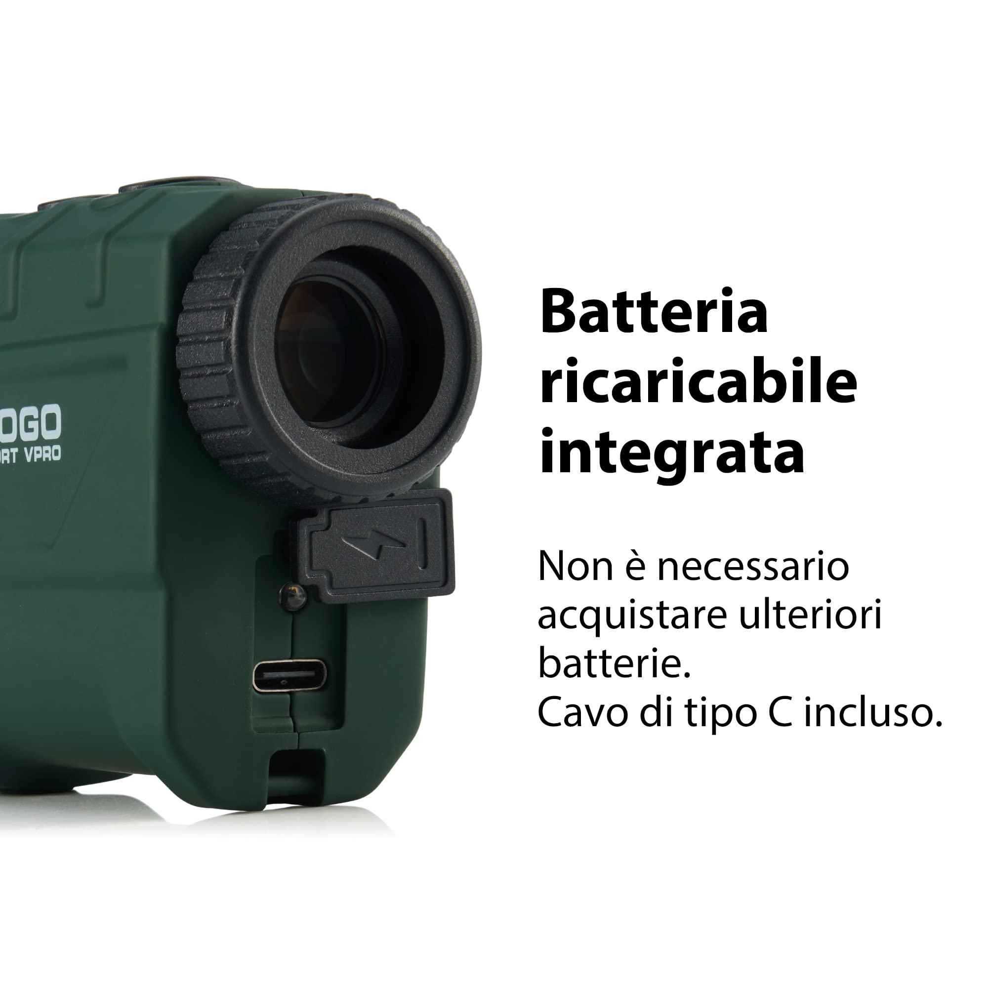 Gogogo Sport Vpro Telemetro Caccia Golf 1097M/1200 Iarde con Luce Rossa, Ricaricabile Telemetri con Ingrandimento 6X Modalità di Pendenza, Blocc Bandiera & Vibrazione, Scansione,Precisione ±1