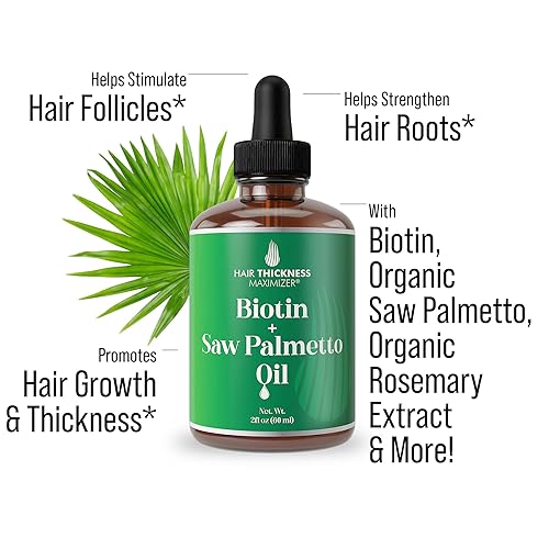 Miniatura 2 de Biotina + aceite de palma enana americana para el crecimiento del cabello. Con vitamina E, extracto de romero, amla. Suero vegano engrosante,