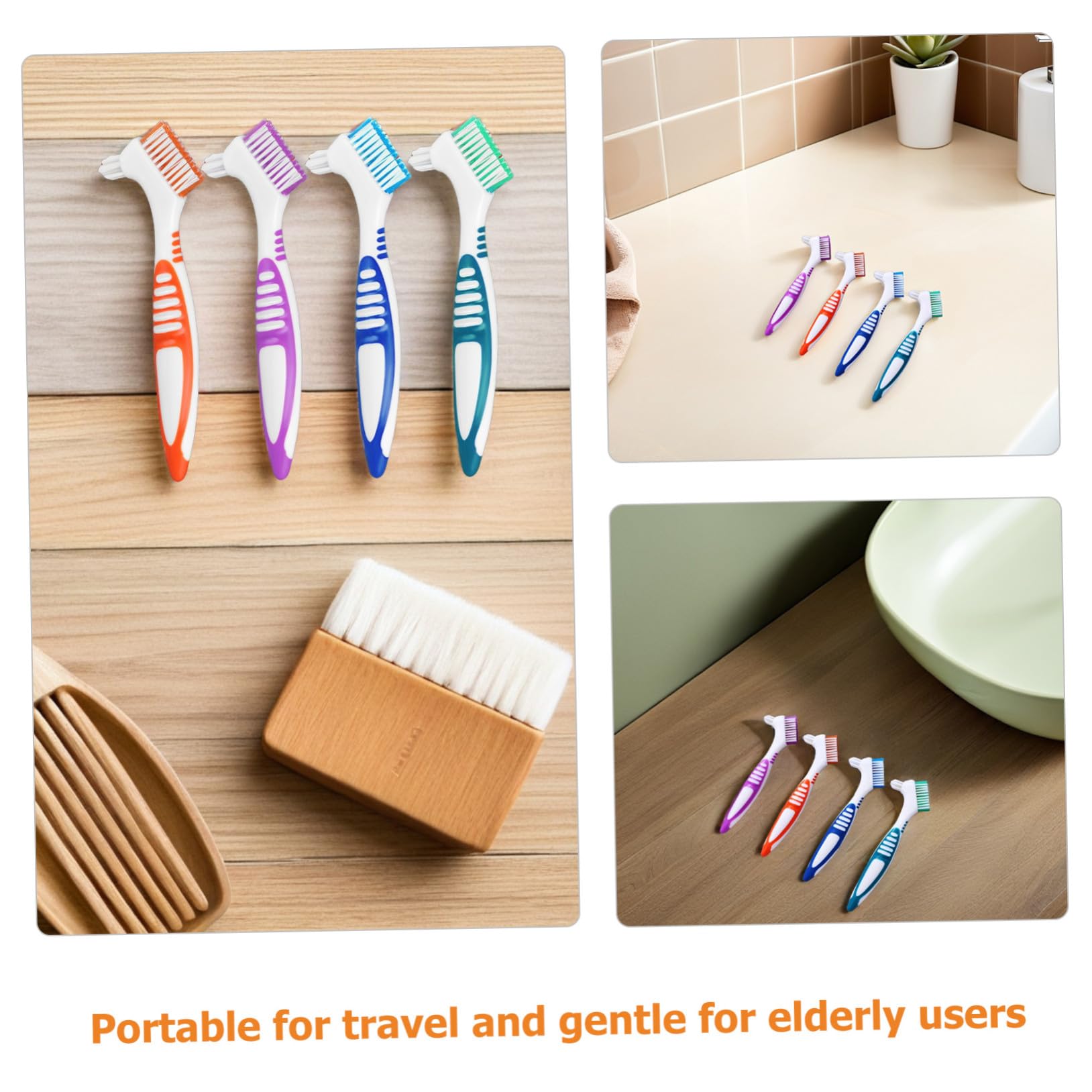 12 Pezzi Spazzolino Doppia Faccia per Protesi Dentali Pulizia Denti Falsi e Ortodontici Morbido e Portatile per Viaggi e Uso Quotidiano Strumento Completo per e Rimozione Placca