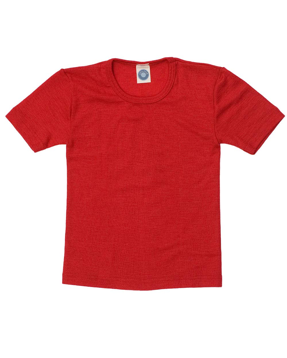 Cosilana, dziecięca koszulka/T-shirt, 70% wełna i 30% jedwab, czerwony, 128 cm
