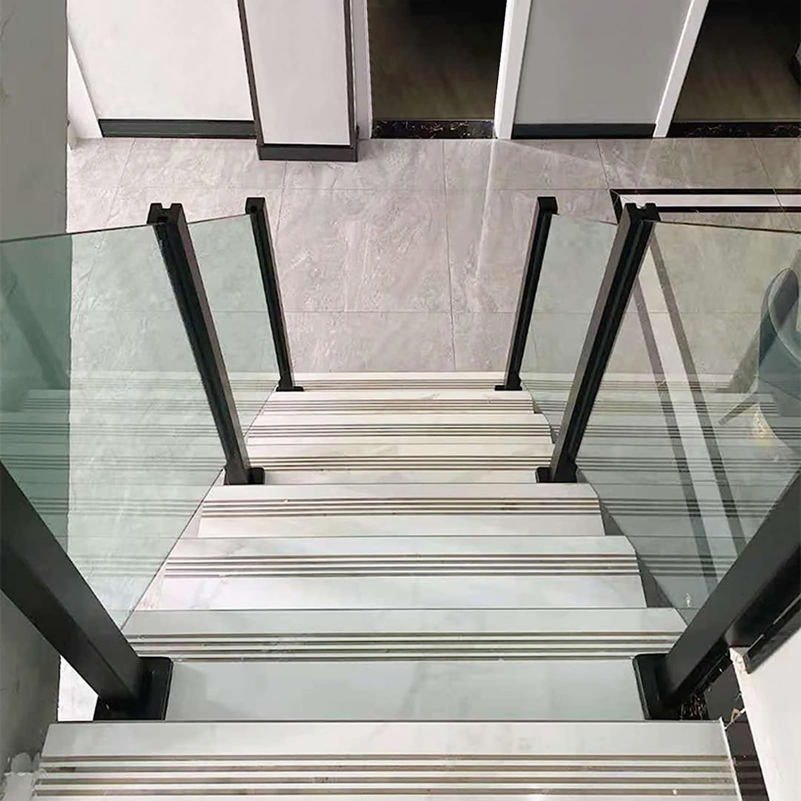 Genérico Barandilla de Vidrio Impermeable para terrazas de hormigón y escaleras elevadas, Altura Ajustable de 70 a 150 cm, Kit de Poste de Esquina (45,3 Pulgadas) - Sistema de barandilla Seguro