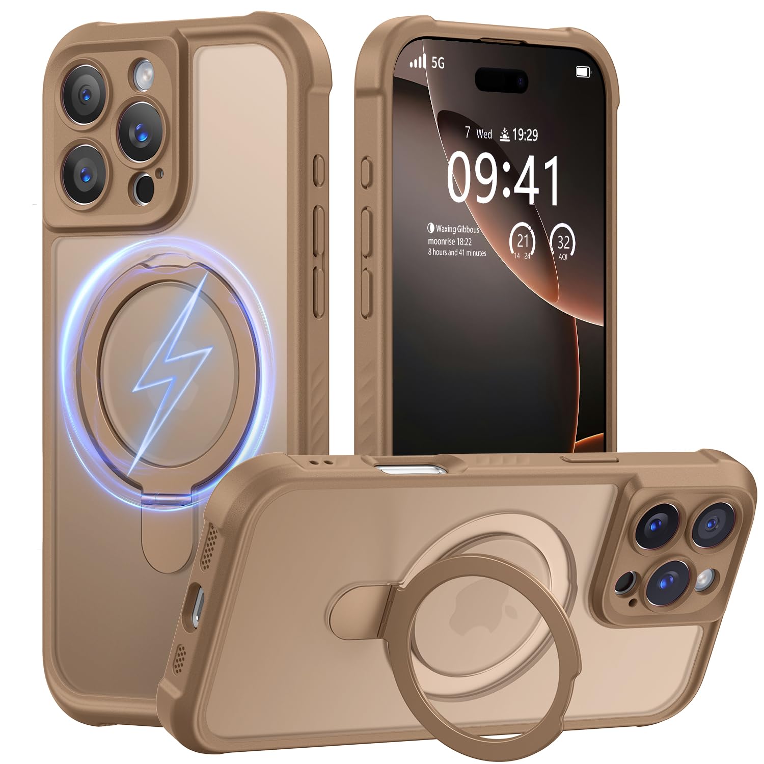 MOCCA Magnetic for iPhone 16 Pro Max Case with Stand,Brown