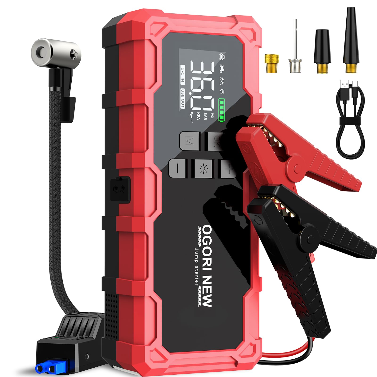 7000A Jump Starter with Air Compressor 21800mAh 150PSI Portable Car Battery Jump Starter All Gas 16L Diesel 12V