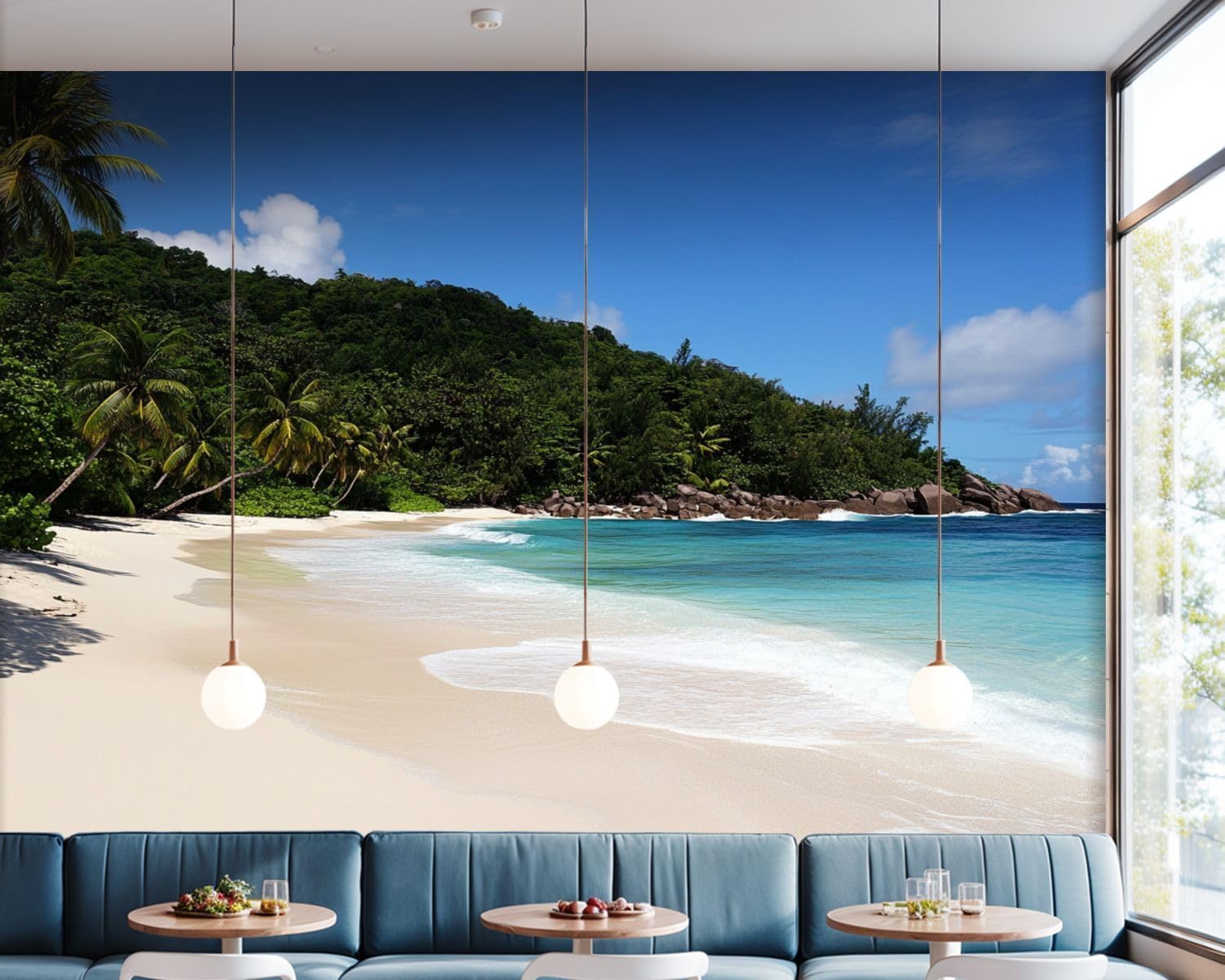 Papier peint panoramique plage pour une ambiance chambre vue sur mer