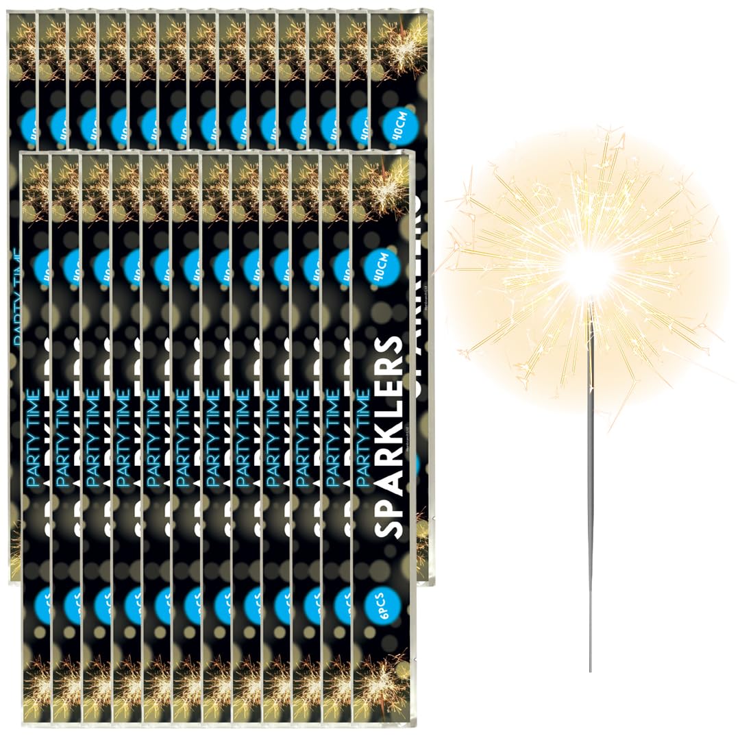 Hand-Held Sparklers 40cm - 25 Packs of 6 - Ideal for Bonfire Night, Halloween, Christmas, and New Year Celebrations - Total of 150 Sparklers
