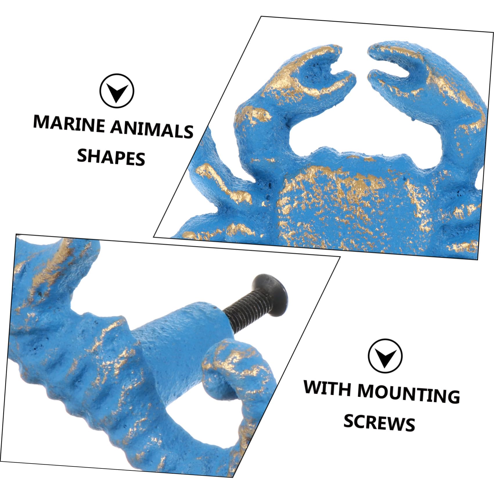 Maniglie per Mobili Stile Marino Retrò, 4 Pezzi in Ferro Blu, Facile da Installare, per Armadi e Credenze, Decorazione la Casa