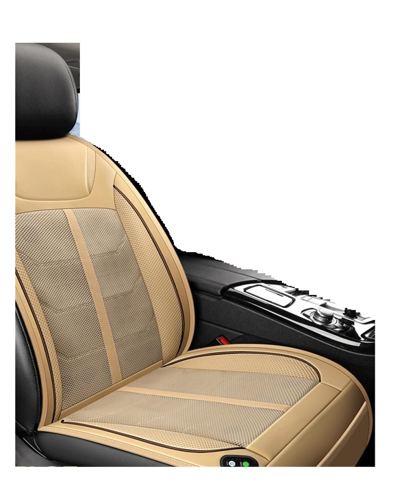 Coprisedili Cuscino per sedile massaggiante universale per ventilazione e raffreddamento per auto, 12 V, modalità soffiaggio e aspirazione Copri-sedile(Single massage beige)